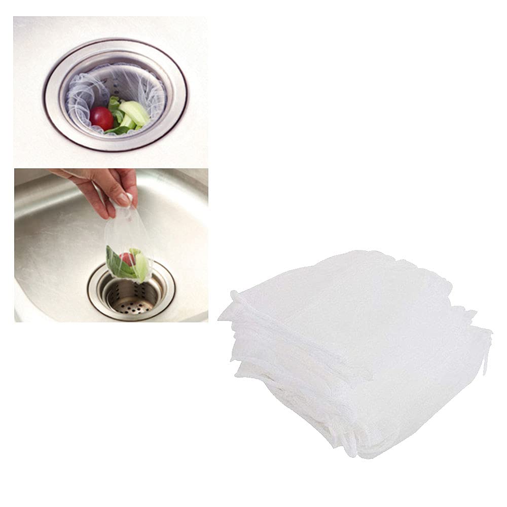 Disposable Kitchen Sink Strainer Mesh Bags - 100 Pack High Density Anti-Clogging Filters for Hair, Food Waste & Residue | Perfect for Kitchen, Bathroom & RV Drain Protection | Eco-Friendly Sink Drain Catcher for Easy Cleaning