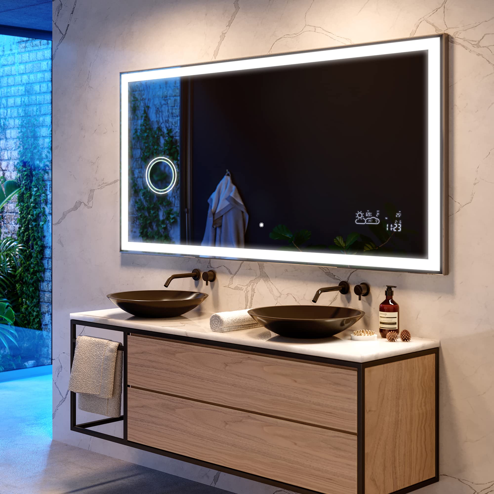 ARTFORMA 55 x 35 Inch LED Bathroom Mirror with Lights - Anti-Fog, Adjustable, Wall Mounted Vanity Mirror | Fully Customizable L01 | Perfect for Makeup, Shaving & Home Decor