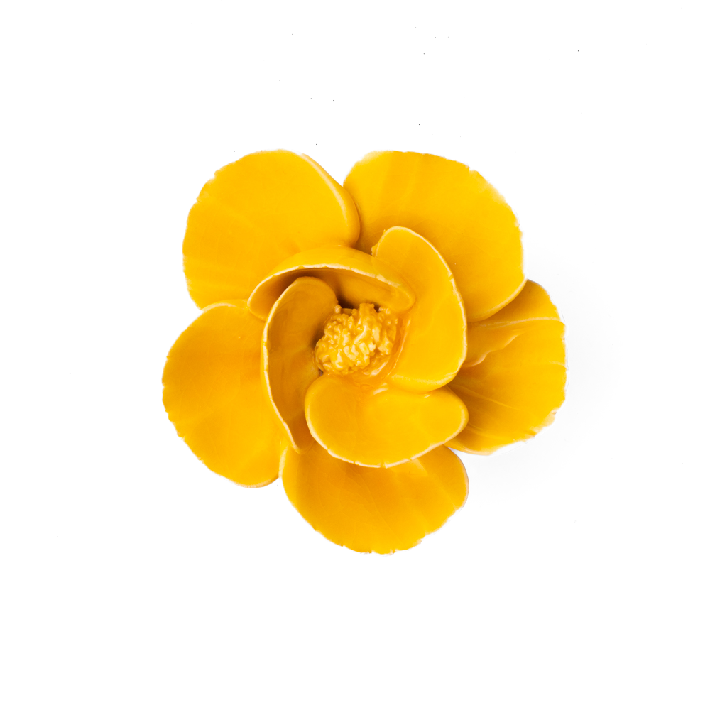 Yellow Lotus Ceramic Flower from France - Elegant Home Decor for Living Room, Wedding & Party Centerpieces