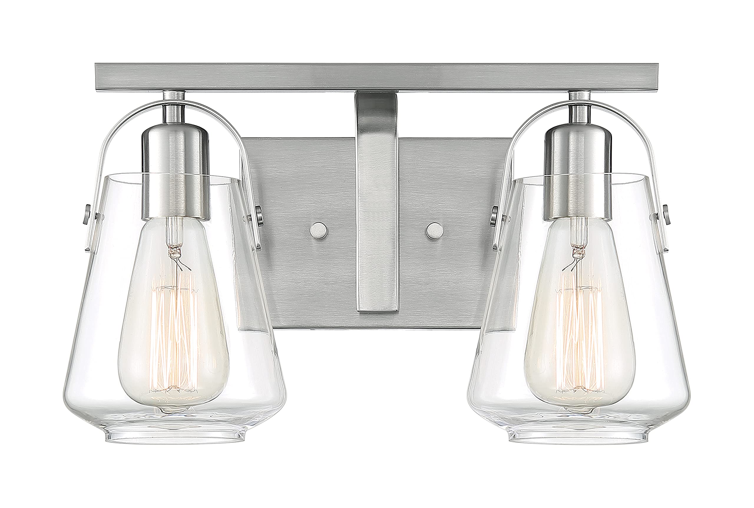NUVO 60/7112 Skybridge 2-Light Bathroom Vanity Light Fixture in Brushed Nickel Finish - Perfect for Modern Bathroom & Dressing Room Lighting