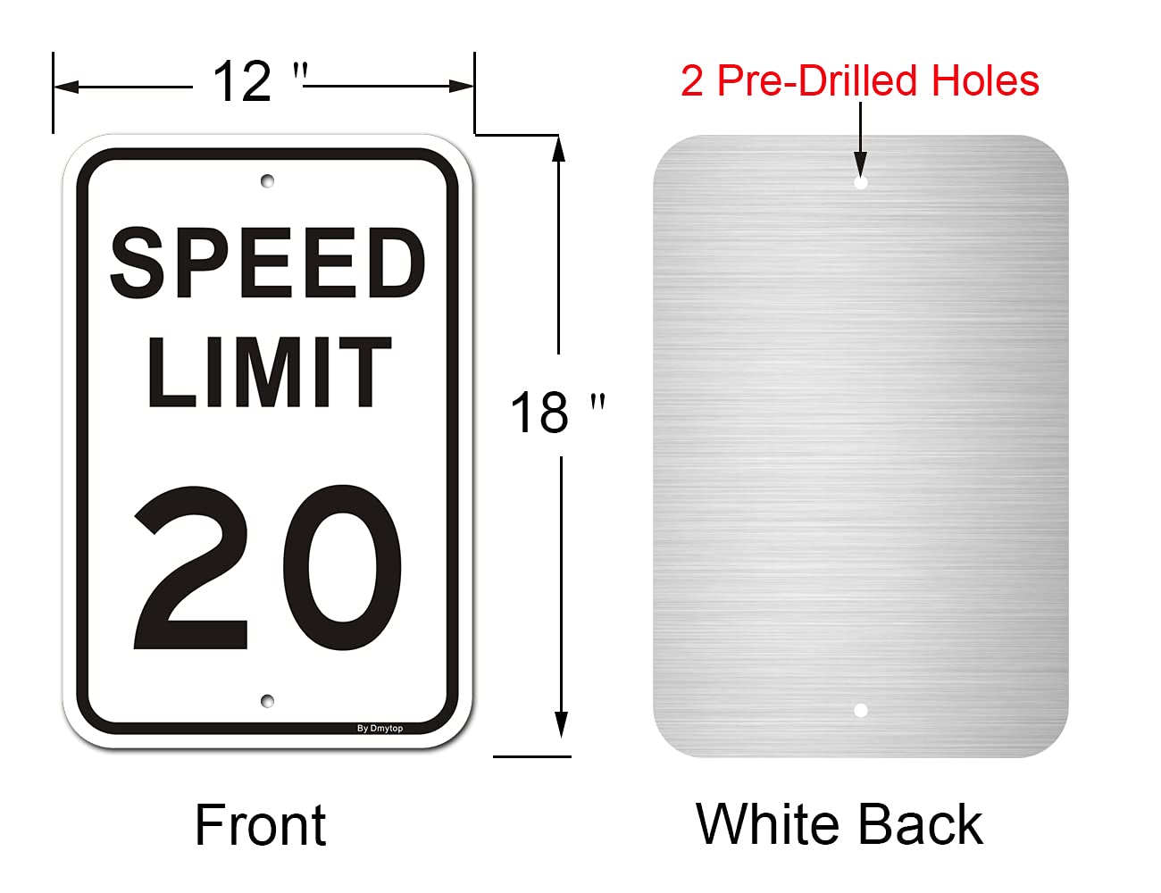 Slow Down Speed Limit 20 MPH Sign - 18x12 Inch Reflective Aluminum Road Sign, UV Protected & Weatherproof - 2 Pack for School Zones, Parking Lots & Neighborhood Safety