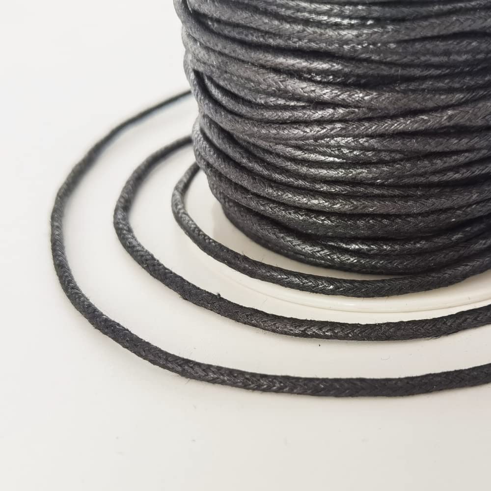 50 Yards 2mm Black Waxed Cotton Cord for Jewelry Making, Beading, Macrame & DIY Crafts - Strong Waxed Thread for Bracelets, Necklaces, Home Decor & Handmade Projects