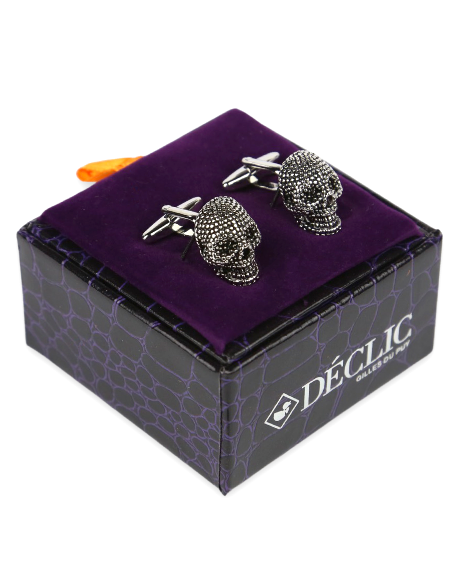 DÉCLIC Skull Textured Cufflinks for Men - Premium Stainless Steel Dress Shirt Accessories - Perfect for Weddings, Business Meetings & Formal Events