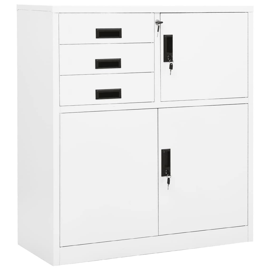 Space Saving White Steel Locked Base Cabinet Organizer - 35.4