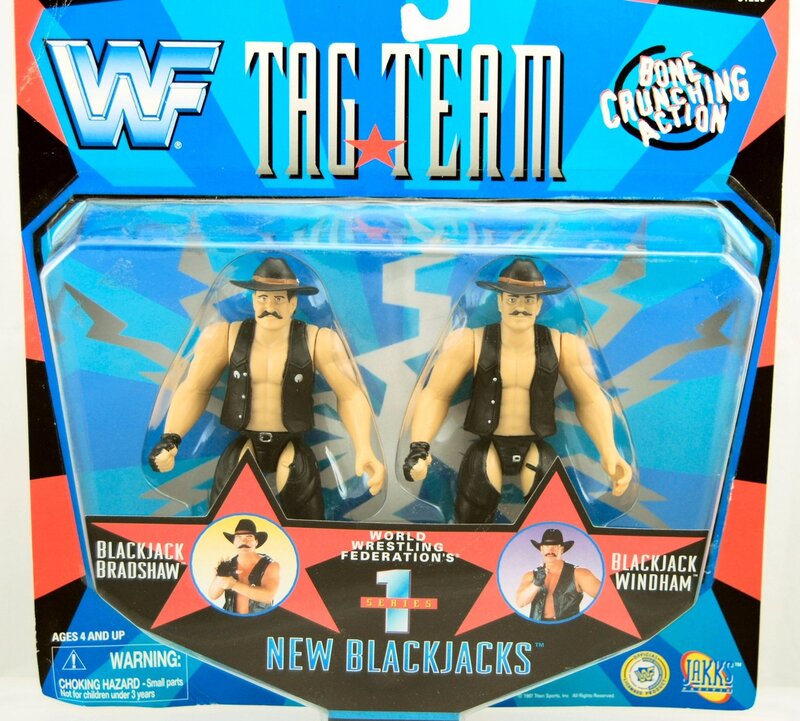 Vintage 1997 WWF Jakks Pacific Tag Team Series 1 Wrestling Action Figures - Blackjack Bradshaw & Blackjack Windham Collectible Set | Perfect for WWE Memorabilia Display, Wrestling Fan Gifts & 90s Nostalgia Collections