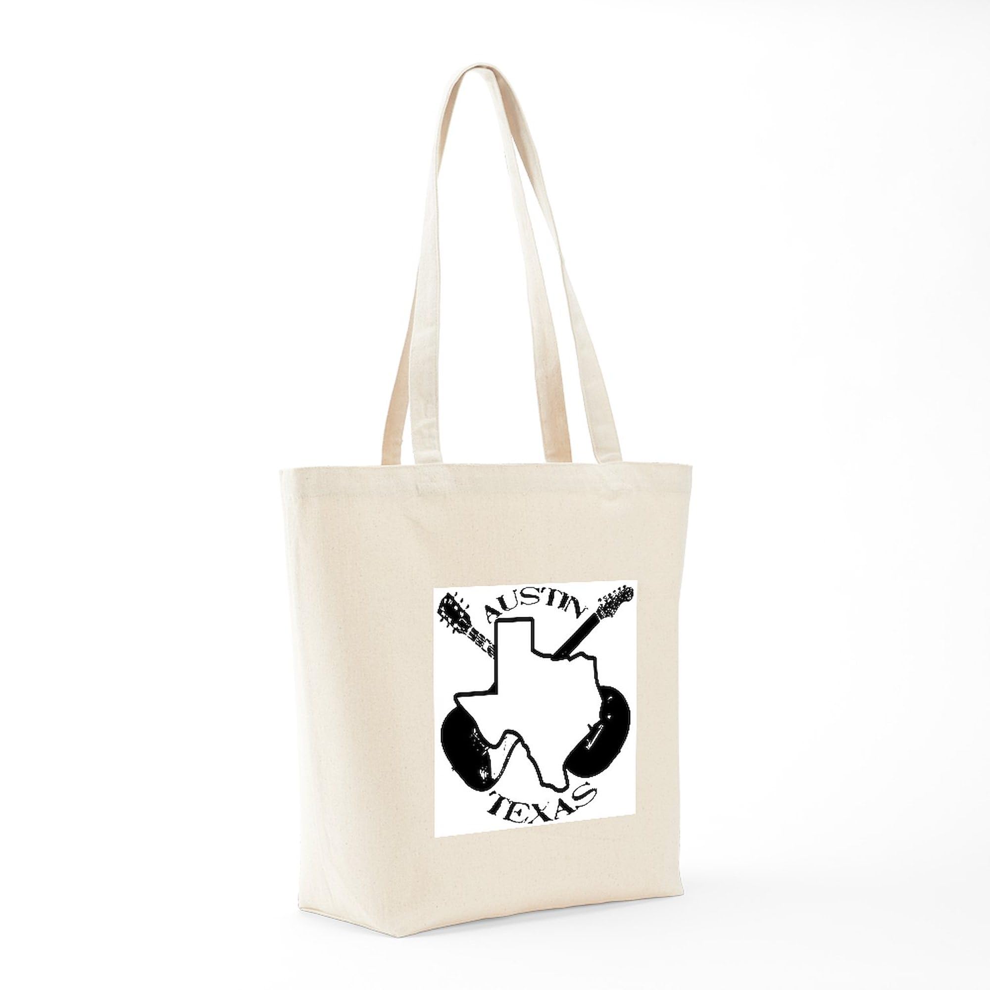 Austin Texas Guitars Canvas Tote Bag - Eco-Friendly Reusable Shopping Bag for Groceries, Beach & Daily Use