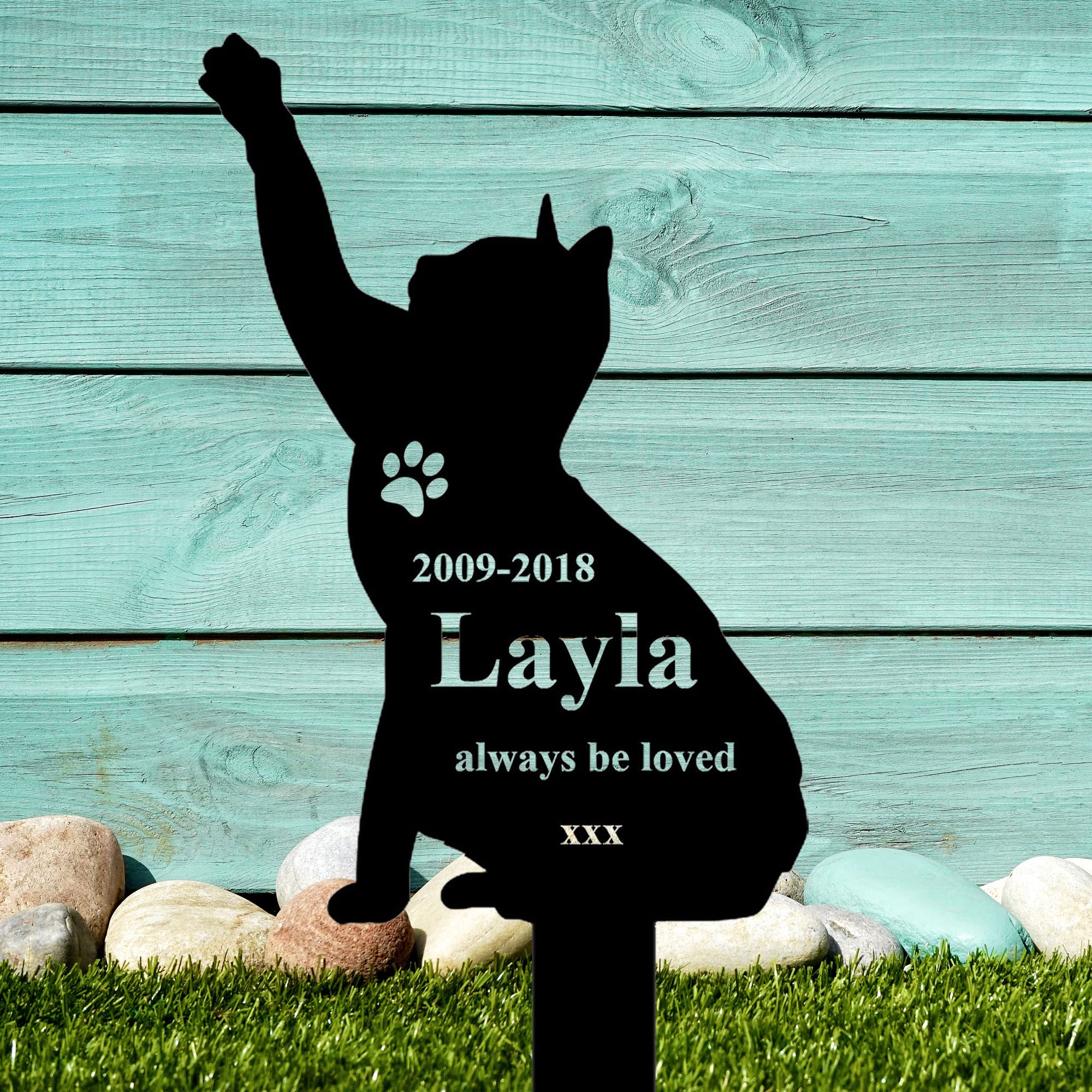 Personalized Cat Memorial Grave Stake - 12 Inch Outdoor Pet Loss Gift for Garden Burial - Heartfelt Tribute for Beloved Feline Companion | Perfect for Backyard Memorials & Pet Cemeteries