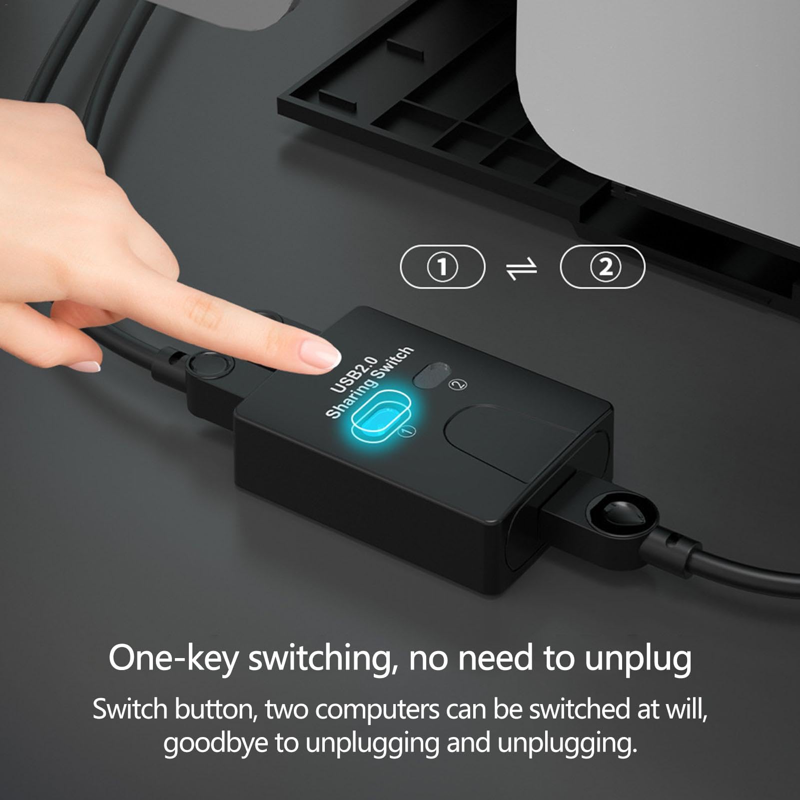 2-Port USB 2.0 Printer Sharing Hub | USB Peripheral Switch for Printer, Keyboard, Mouse | KVM Switch Compatible | Ideal for Home Office & Multi-Device Workstations