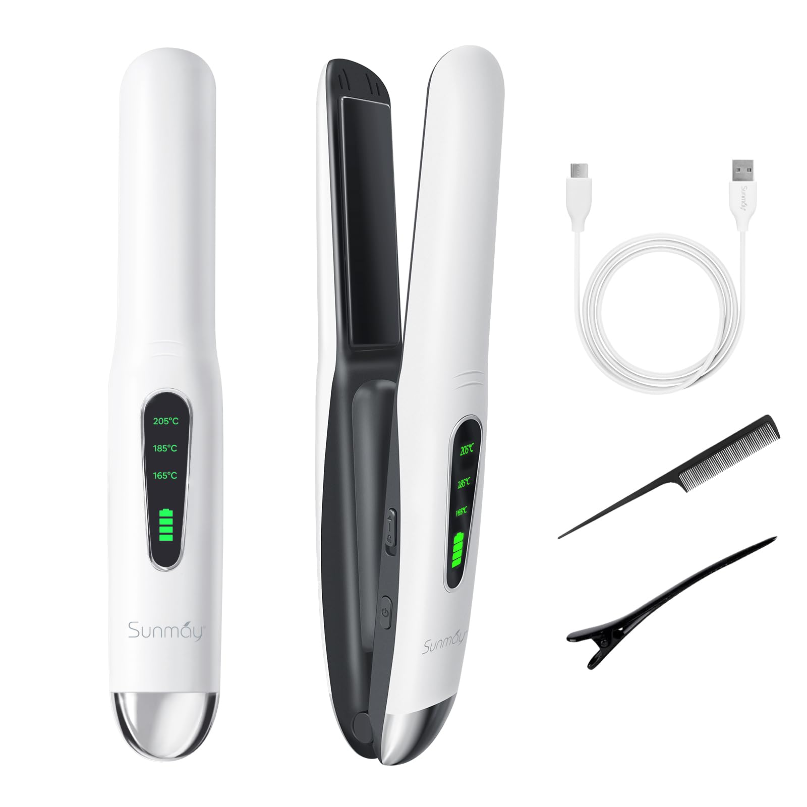 Sunmay Voga 2-in-1 Cordless Hair Straightener & Curler - Dual Voltage Titanium Flat Iron for Travel, Women's Styling Tool | Perfect for Touch-Ups, On-the-Go Styling & Quick Hair Fixes at Home/Office