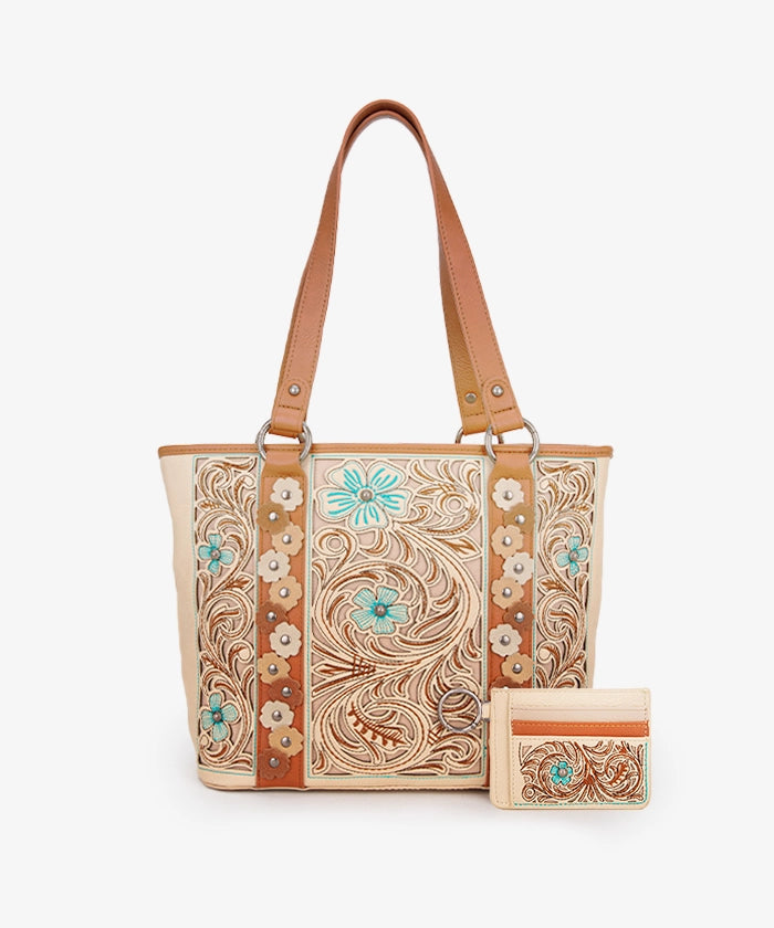 Montana West Embroidered Floral Cut Out Tote Bag for Women - Stylish Handbag for Work, Travel & Shopping