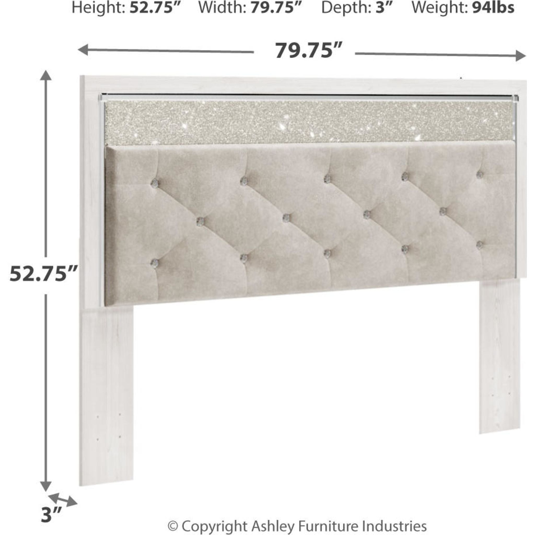 Altyra Upholstered Headboard in White - Queen Size Bed Frame Accent for Modern Bedroom Decor