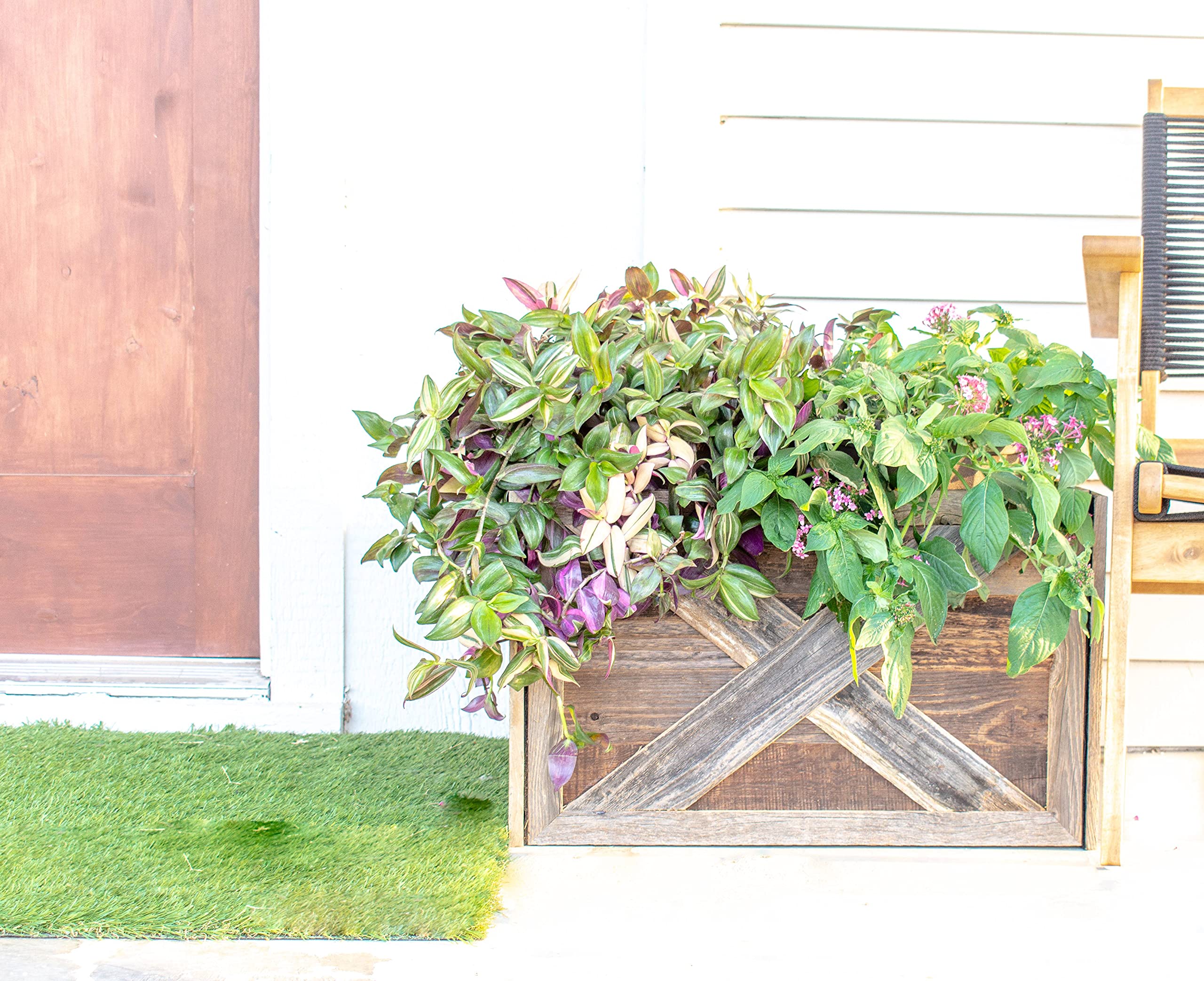 BarnwoodUSA Real Wood Plant & Tree Box Collar - Natural Weathered Gray Farmhouse Style Planter Cover - Fits Flower Pots & Tree Containers - Perfect for Indoor/Outdoor Home Decor, Garden & Patio