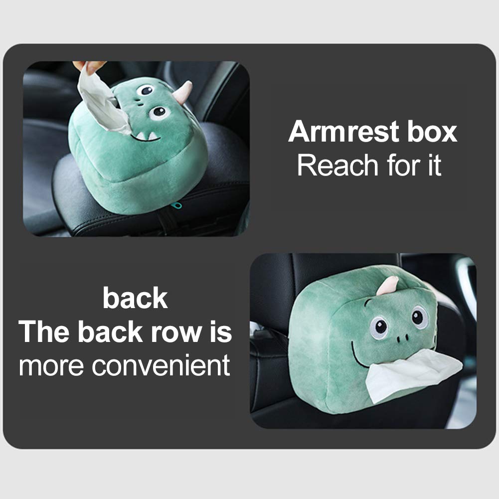 Creative Car Tissue Box Holder - Cute Cartoon Multifunctional Hanging Tissue Dispenser for Car, Auto Napkin Organizer with Storage Pocket (Perfect for Road Trips & Daily Commute) #B