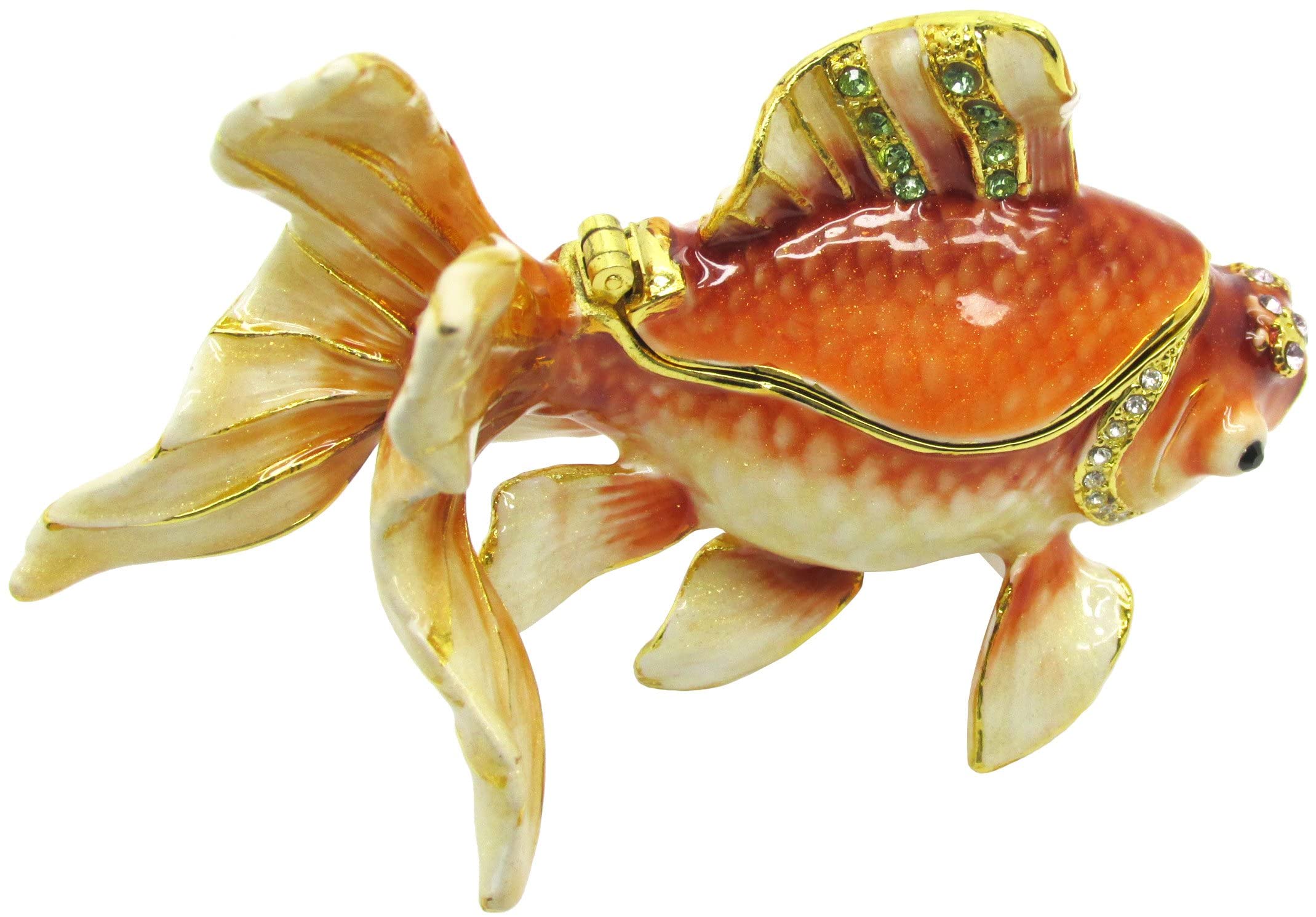 Exquisite Goldfish Jeweled Trinket Box with Genuine Austrian Crystals - Perfect for Jewelry Storage, Gift Giving & Home Decor