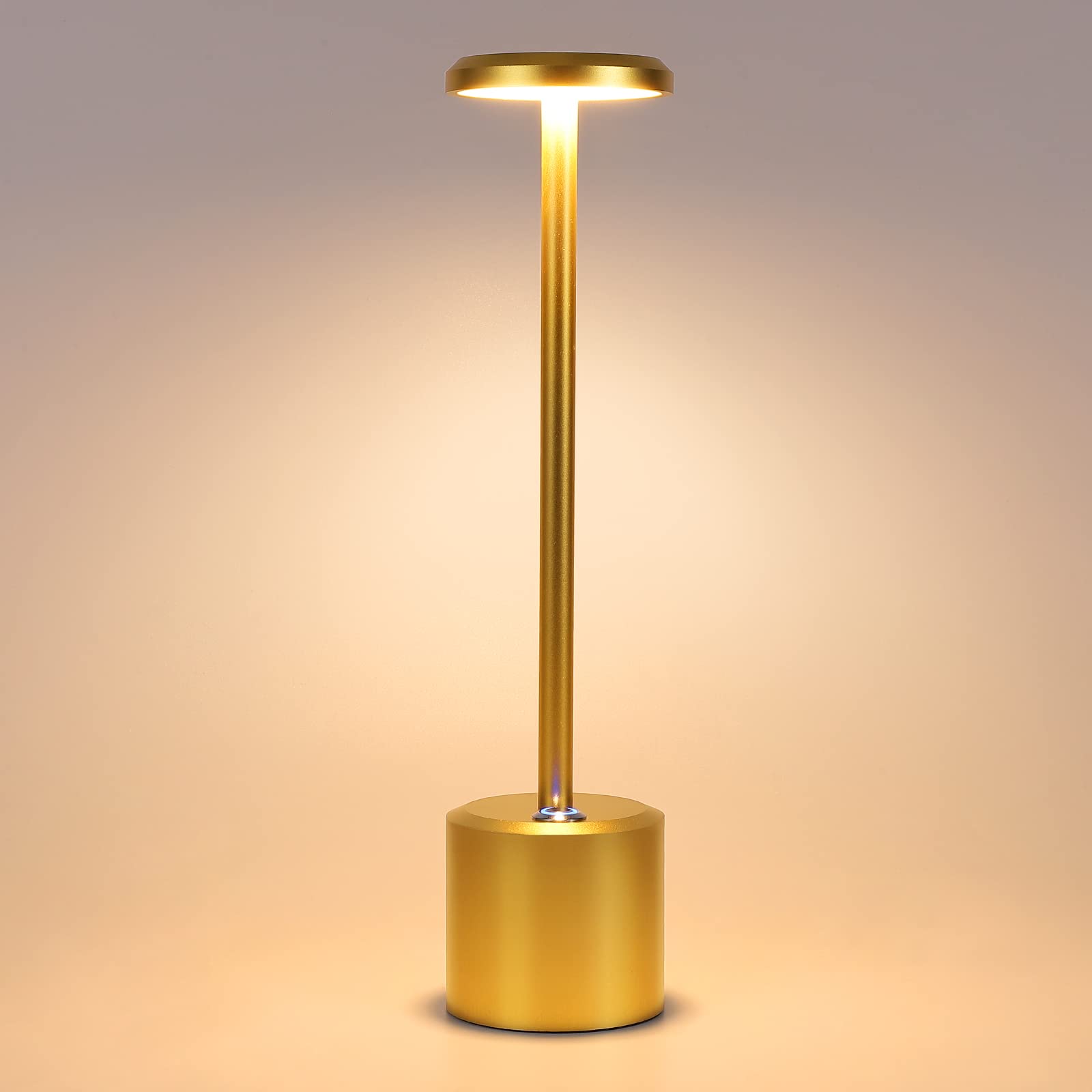 Litake Rechargeable LED Desk Lamp - 5000mAh Battery Operated Cordless Table Light with Stepless Dimming, Modern Cream Gold Portable Lamp for Home Office, Restaurant, Bedroom, Bar, Camping & Coffee Shop - Perfect for Reading, Working & Outdoor Activities