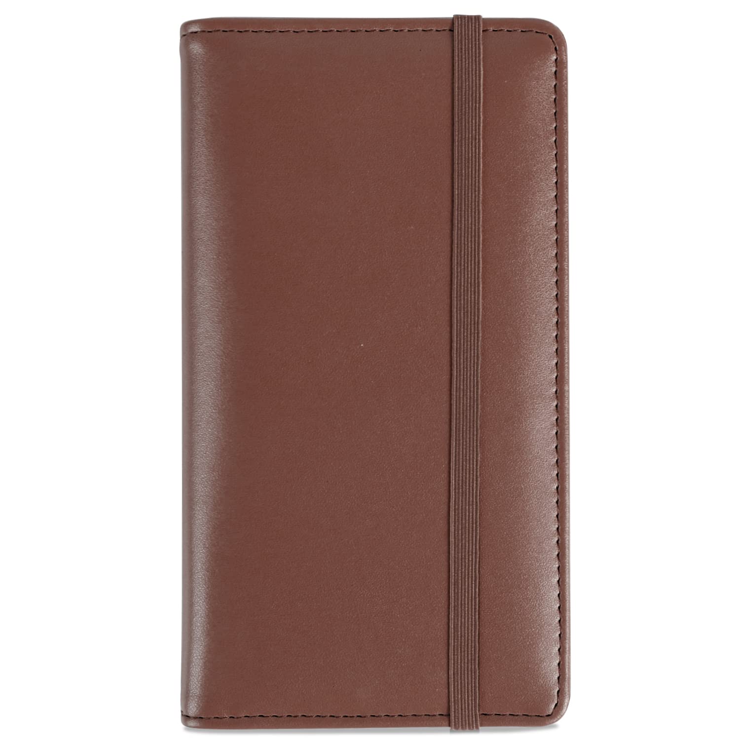 Premium RFID Blocking PU Leather Checkbook Cover - Waterproof Checkbook Wallet with Elastic Strap & PVC Flap for Men & Women | Holds Register Duplicate Checks, Pen Inserts & Free Divider | Ideal for Office, Travel & Daily Financial Organization (Brown)