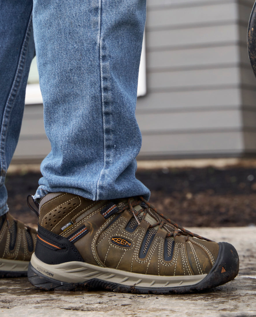 Men's Flint II Waterproof Mid Soft Toe Work Boots - Black Olive/Brindle - Durable & Comfortable for Construction, Hiking & Outdoor Work