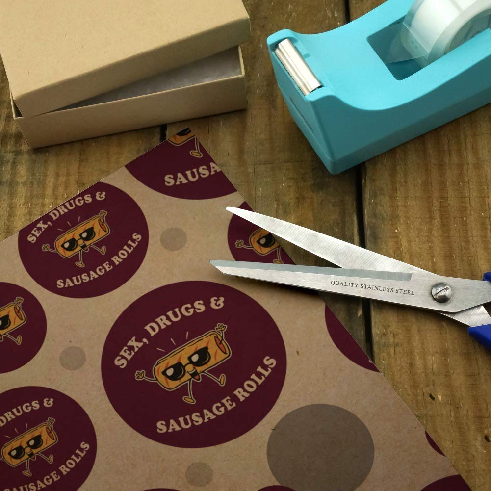 Funny Humor Wrapping Paper Roll - Premium Kraft Gift Wrap with 'Sex Drugs and Sausage Rolls' Graphic Design | Perfect for Birthday Gifts, Christmas Presents & Party Decorations