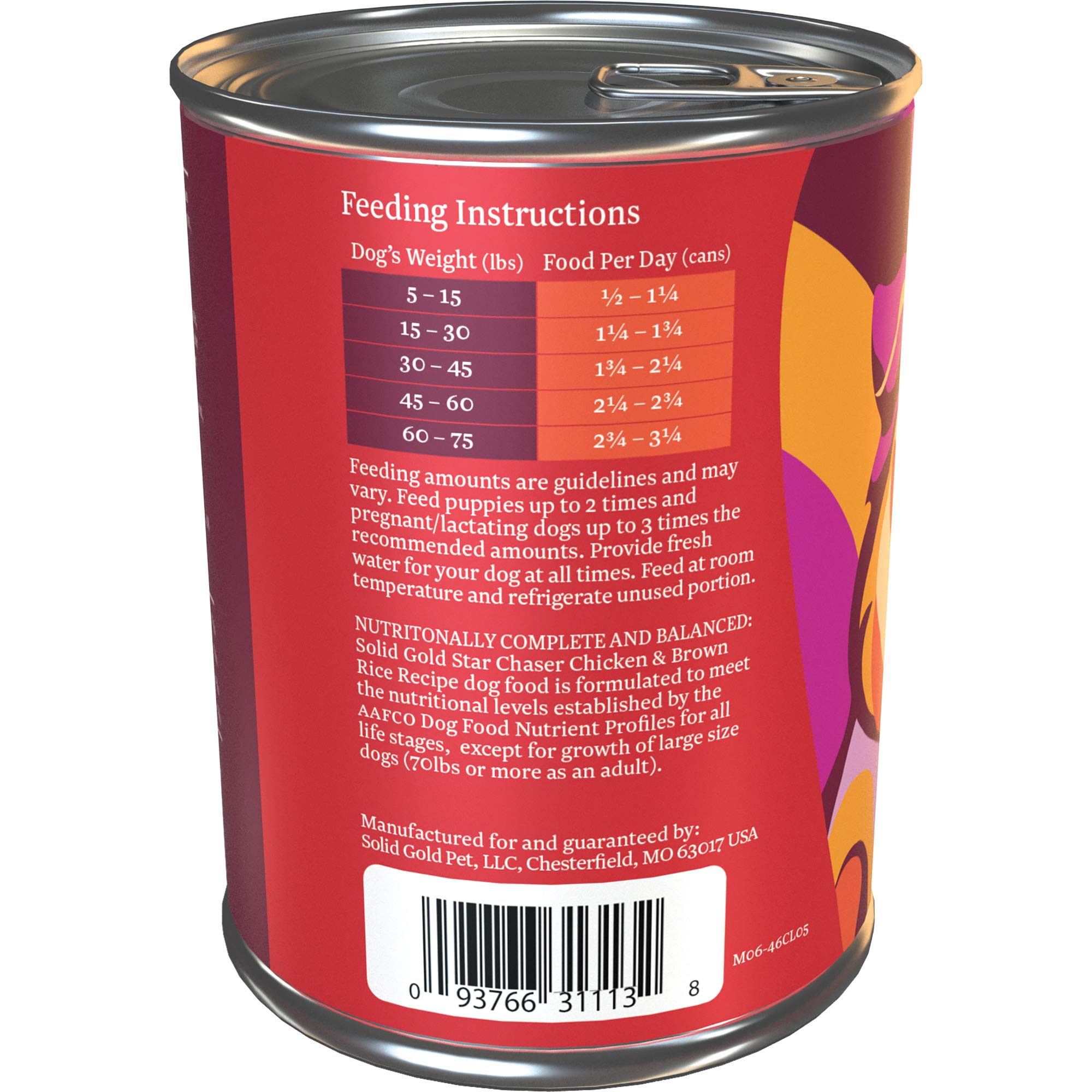 Premium Solid Gold Canned Dog Food for Adult & Senior Dogs - High Protein Real Chicken Recipe with Whole Grains - Star Chaser High-Calorie Wet Dog Food for Healthy Digestion & Immune System Support - Ideal for Picky Eaters, Weight Management & Daily Nutrition Boost