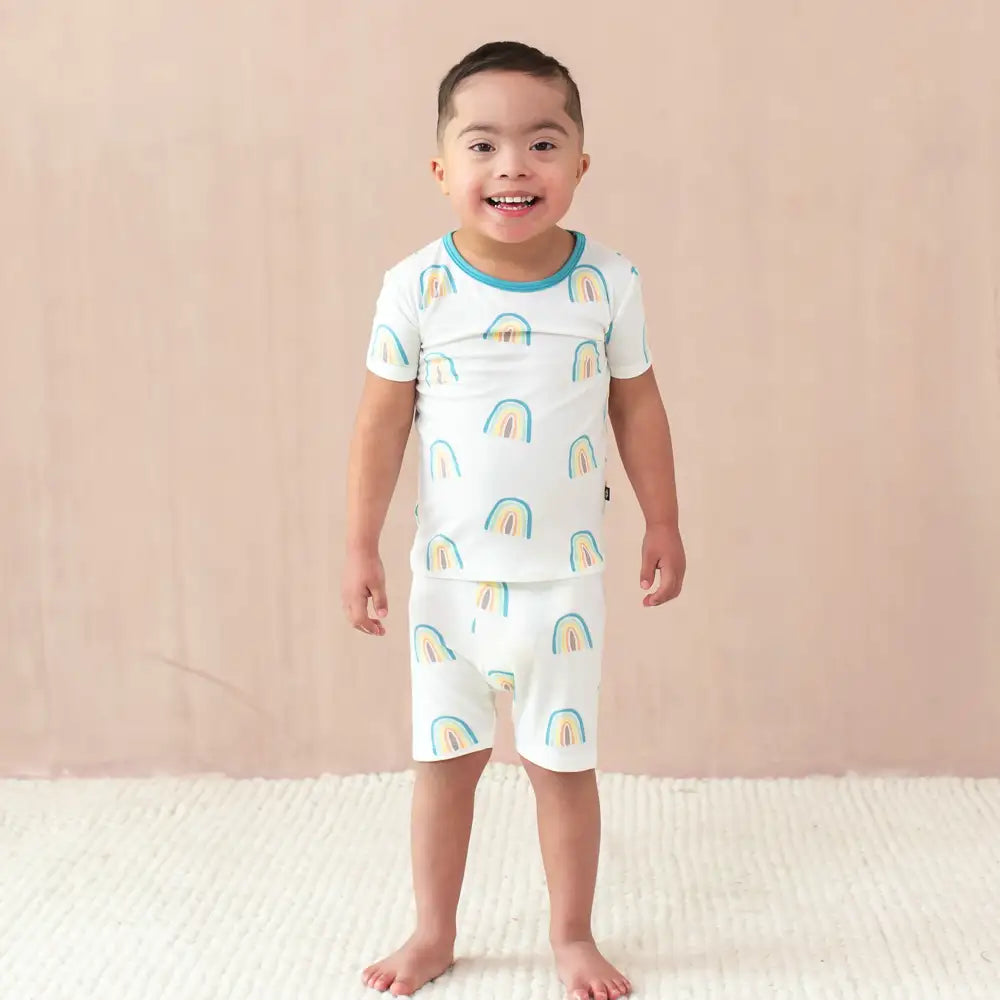 Kyte Baby Short Sleeve Pajama Set - Soft Organic Cotton Sleepwear for Infants & Toddlers (Makai Rainbow Print) - Perfect for Nursery, Bedtime & Playtime