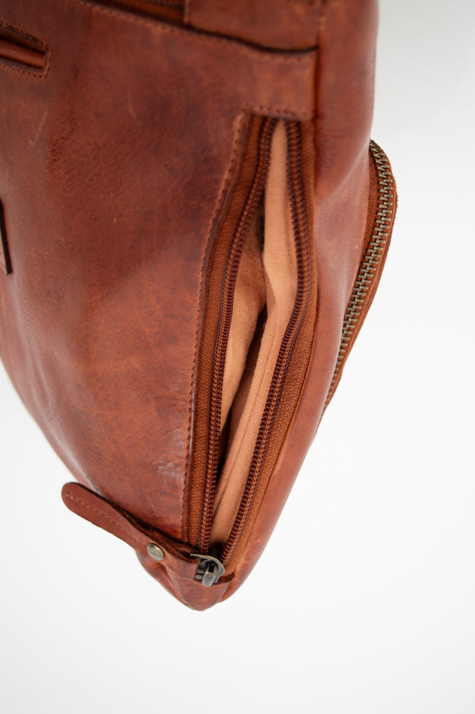 Premium Genuine Leather Handbag 097 in Cognac Brown - Stylish & Durable for Women's Work, Travel & Everyday Use