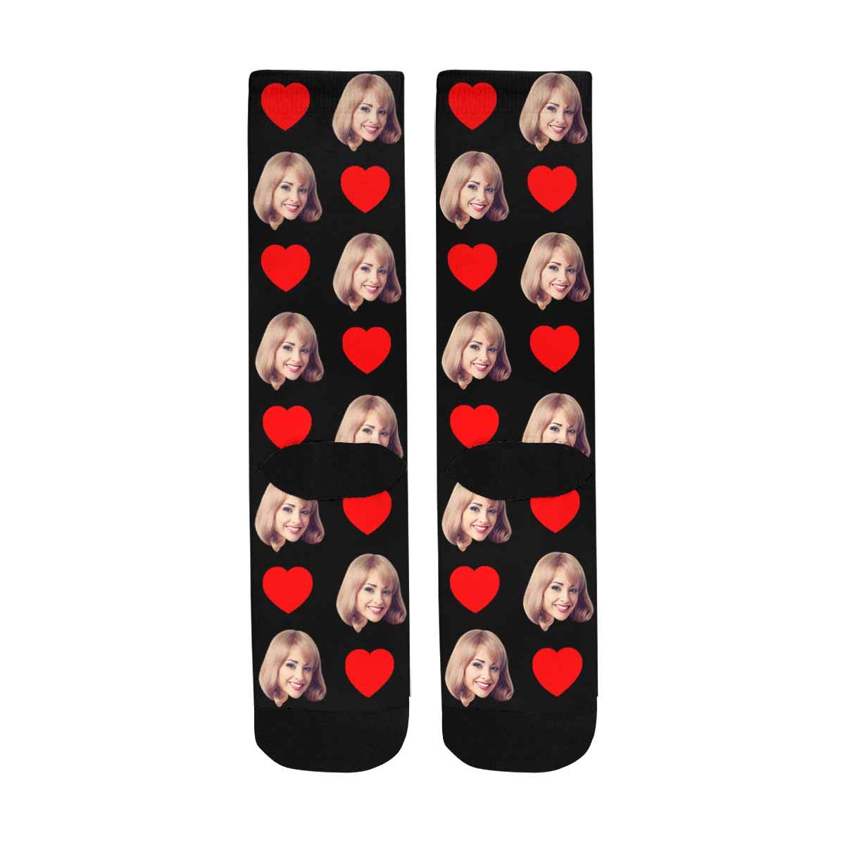 MyPupSocks Custom Photo Socks - Personalized Red Heart Crew Socks for Men & Women - 17 Color Options - Perfect for Couples Gifts, Valentine's Day & Anniversary Presents