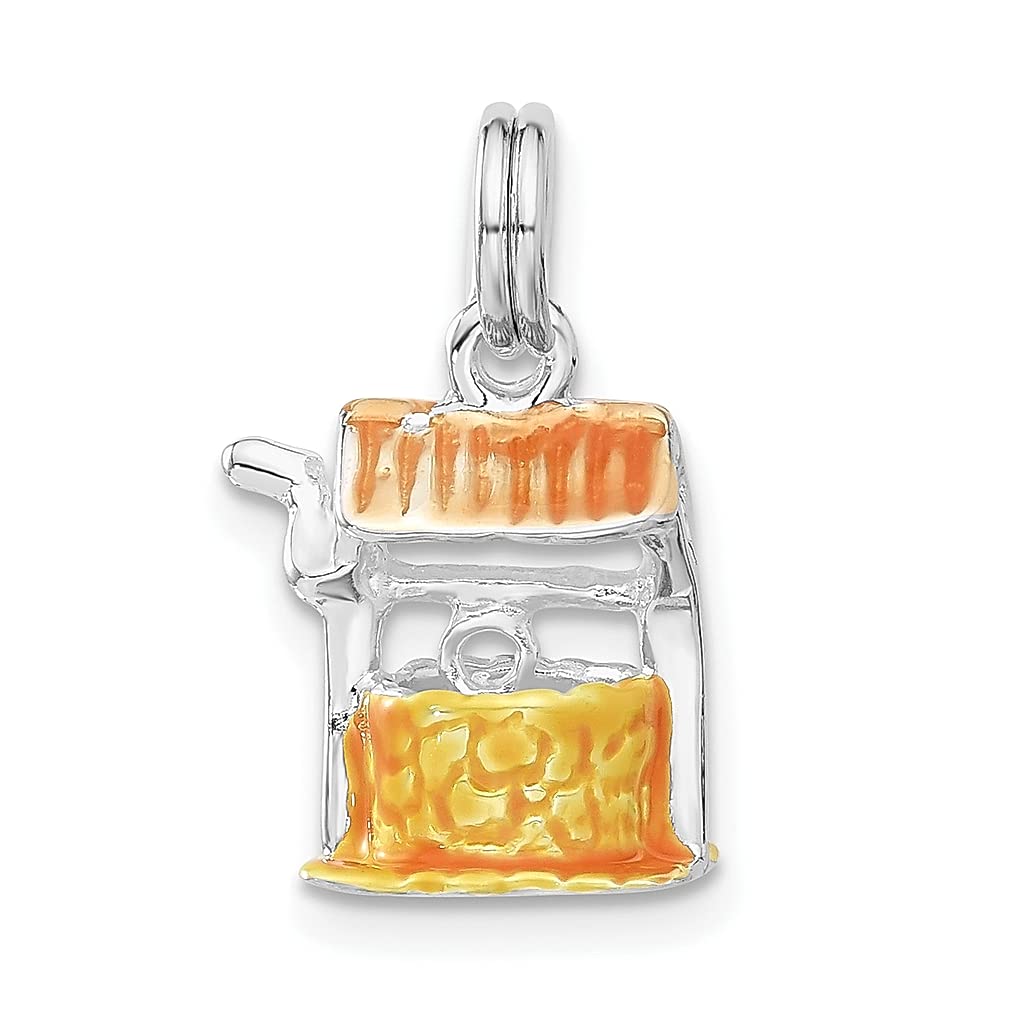 925 Sterling Silver 3D Enameled Well Charm Necklace Pendant - Floral Gardening Theme Jewelry for Women | Perfect Gift for Her | Ideal for Outdoor Nature Lovers, Gardening Enthusiasts & Everyday Wear