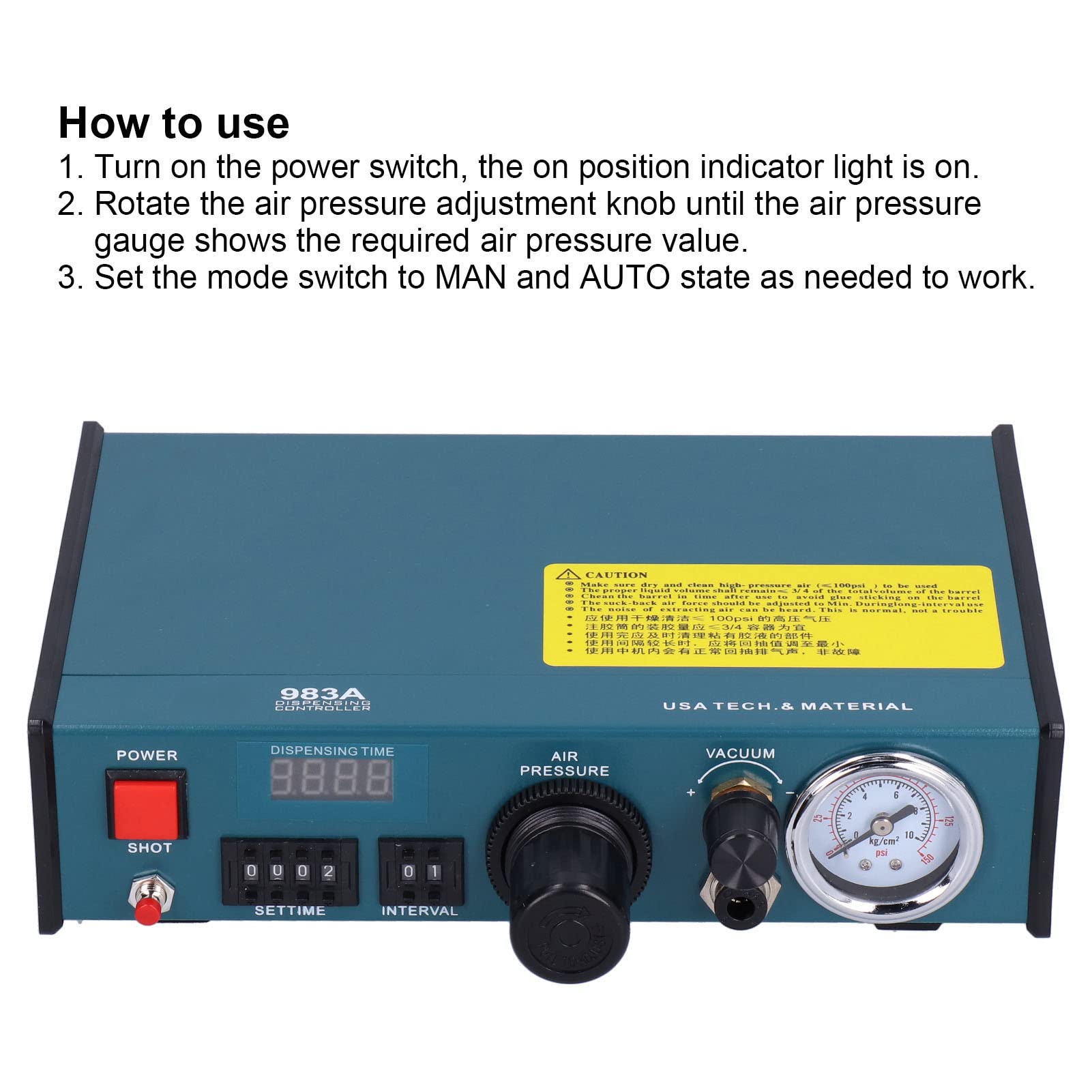 Semi-Automatic Glue Dispenser Machine - Aluminum Alloy Glue Dropper with Timer Control for DIY, Crafts & Household Repairs (AC110V US Plug) - Perfect for Electronics, Woodworking & Home Improvement Projects