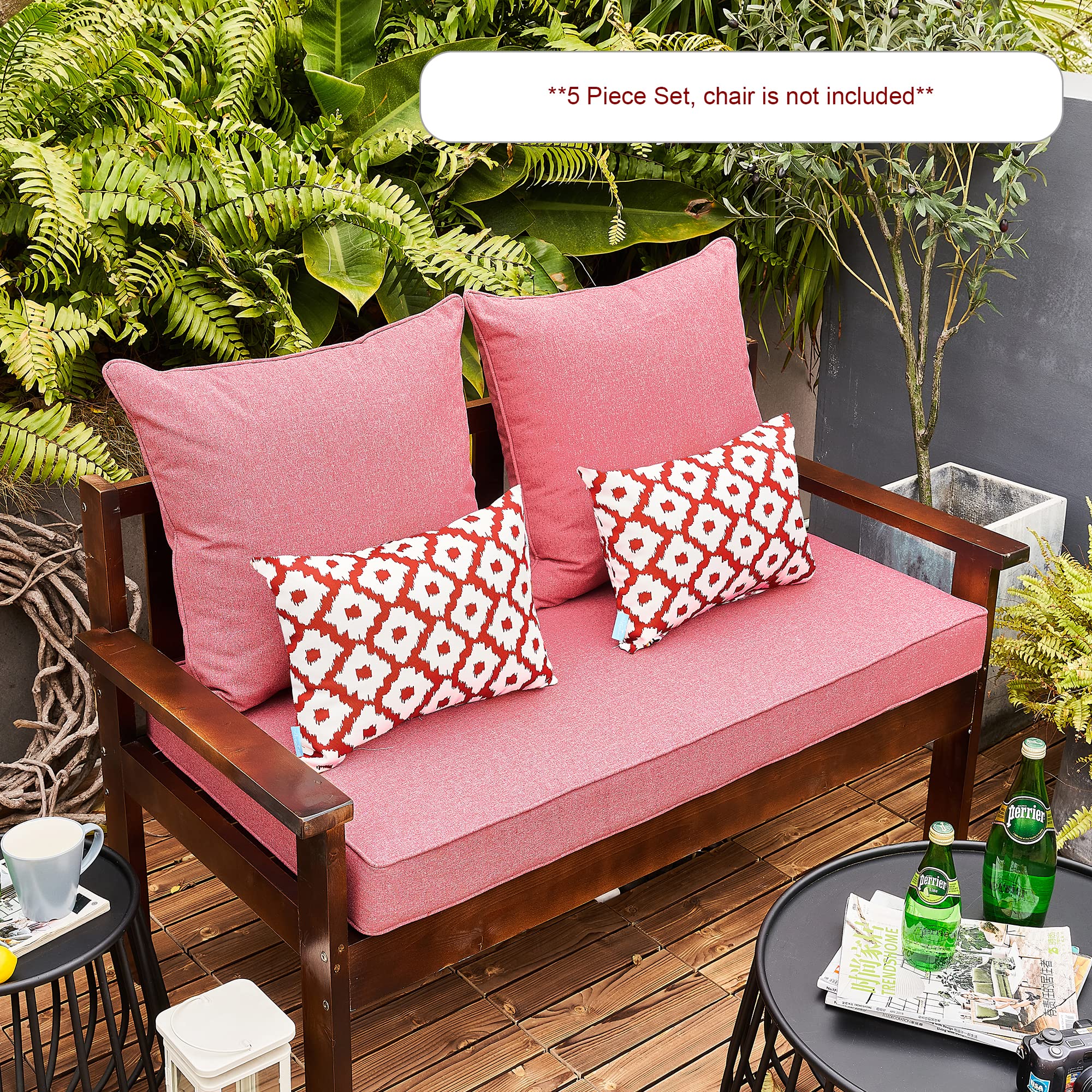 **ARTPLAN All-Weather Deep Seating Loveseat Cushions Set of 5 - Waterproof & UV-Resistant Outdoor Patio Furniture Cushions for Sofa, Lounge Chairs, and Backyard Decor**    *(Use Case: Perfect for outdoor sofas, garden benches, poolside loungers, and patio furniture to enhance comfort and style.)*