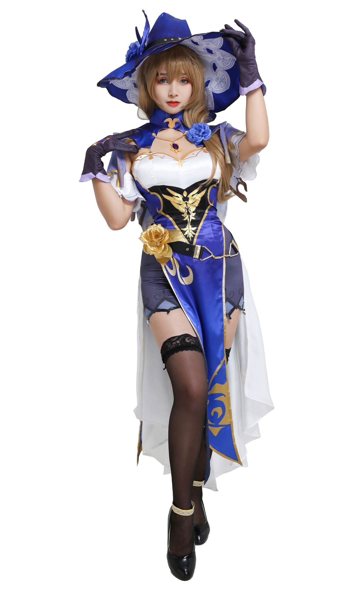 Women's Anime Witch Cosplay Costume Full Set with Hat & Stockings - Perfect for Halloween, Comic Con & Game Character Dress Up
