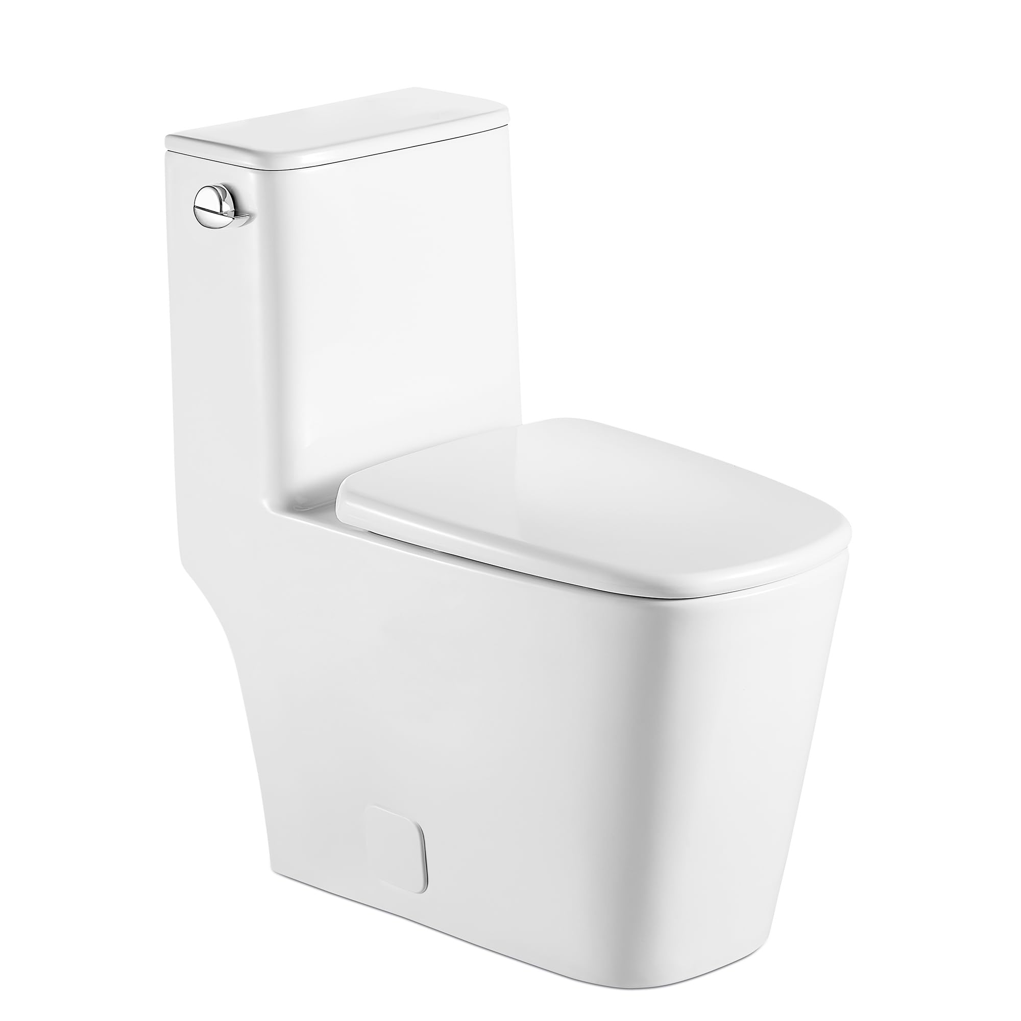 Sarlai One Piece Toilet - Comfort Height Elongated White Ceramic Modern Bathroom Toilet with Soft Close Seat, 12
