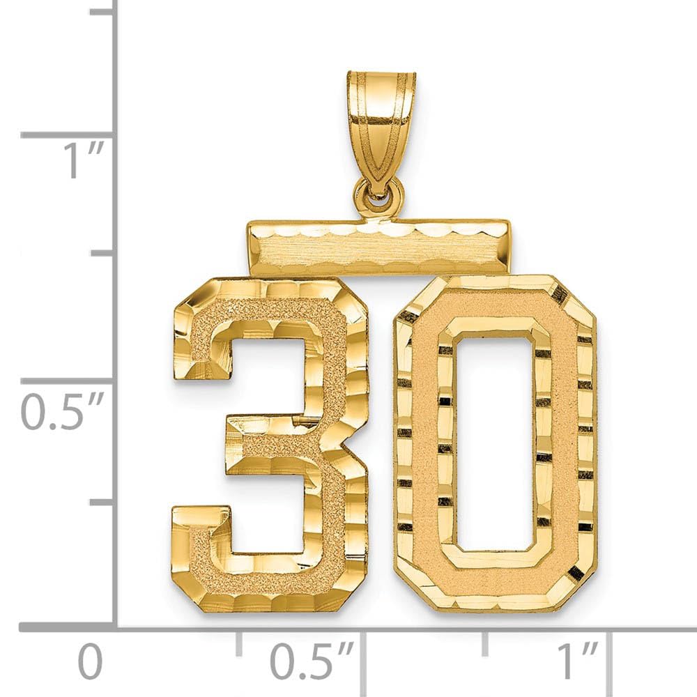 The Black Bow 14k Yellow Gold Varsity Collection Large D/C Pendant Number 30 - Perfect for Graduation Gifts and Sports Enthusiasts