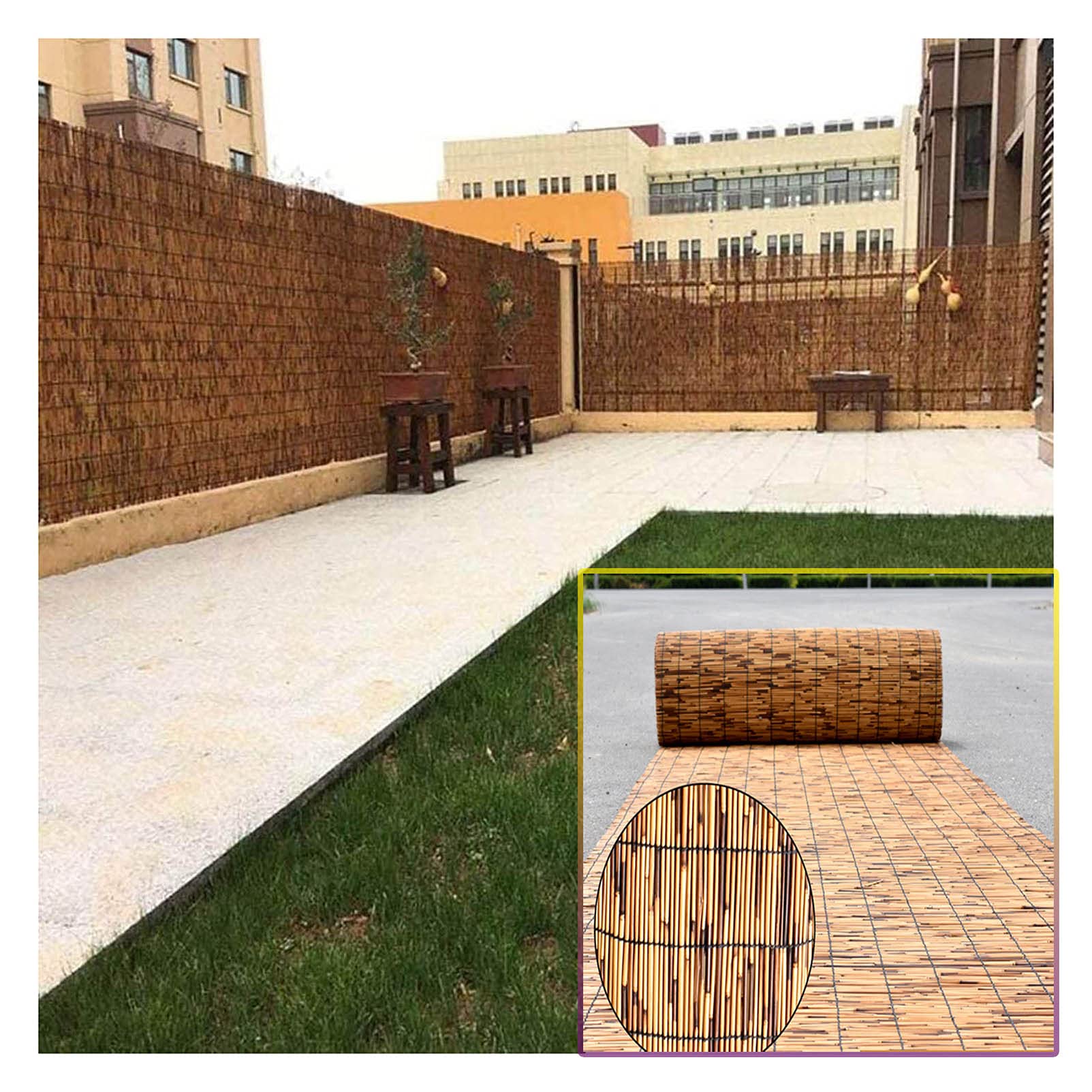 Bamboo Reed Fence Screen - 2 3 4 Feet High Outdoor Privacy Fence Roll for Patio, Garden, Balcony & Corridor | Natural Windbreak & Decorative Shade Panel | Perfect for Backyard, Deck, Poolside & Landscaping Privacy