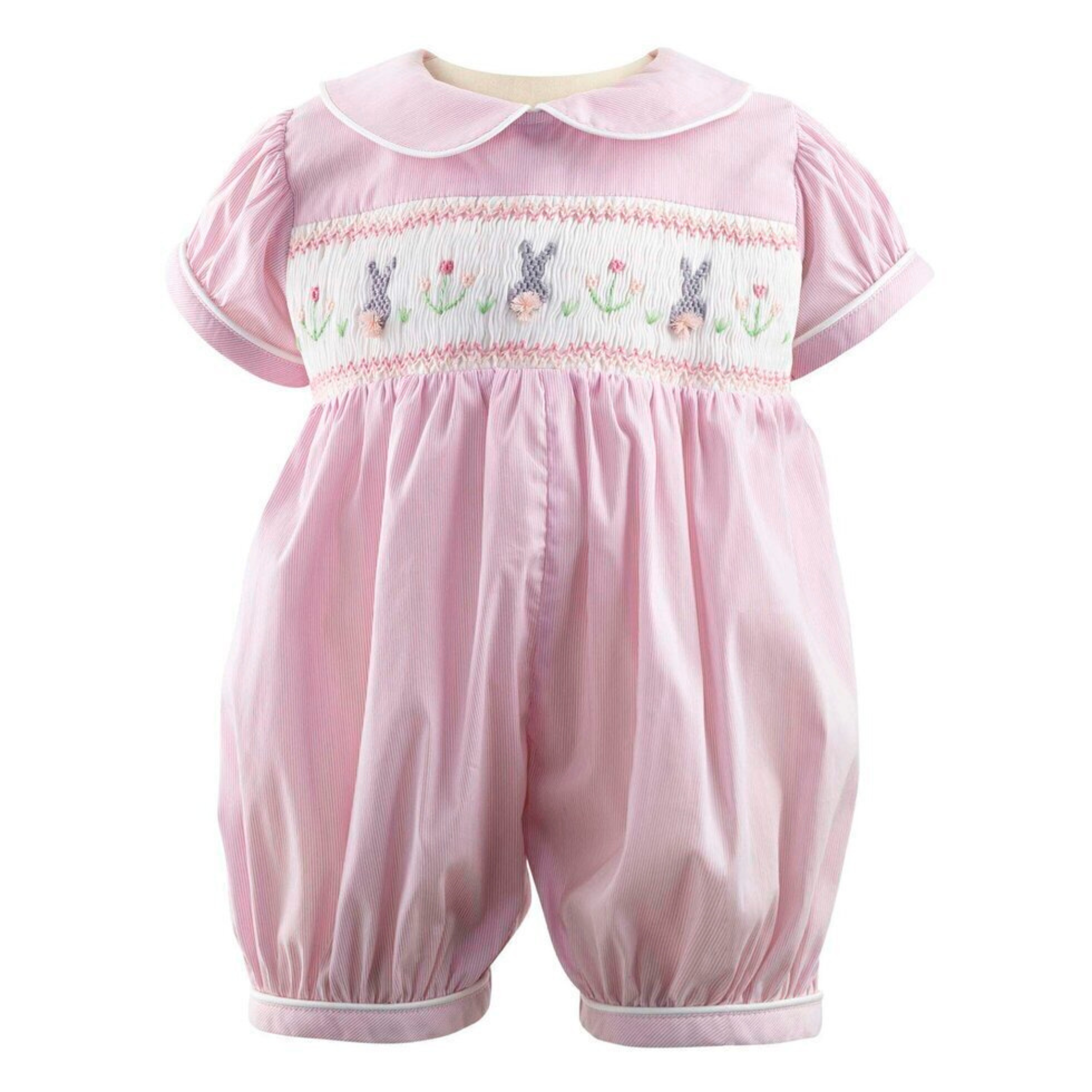 Adorable Bunny Smocked Baby Bodysuit - Soft Pink Infant Romper for Newborns & Toddlers | Perfect for Easter, Baby Showers & Photo Shoots