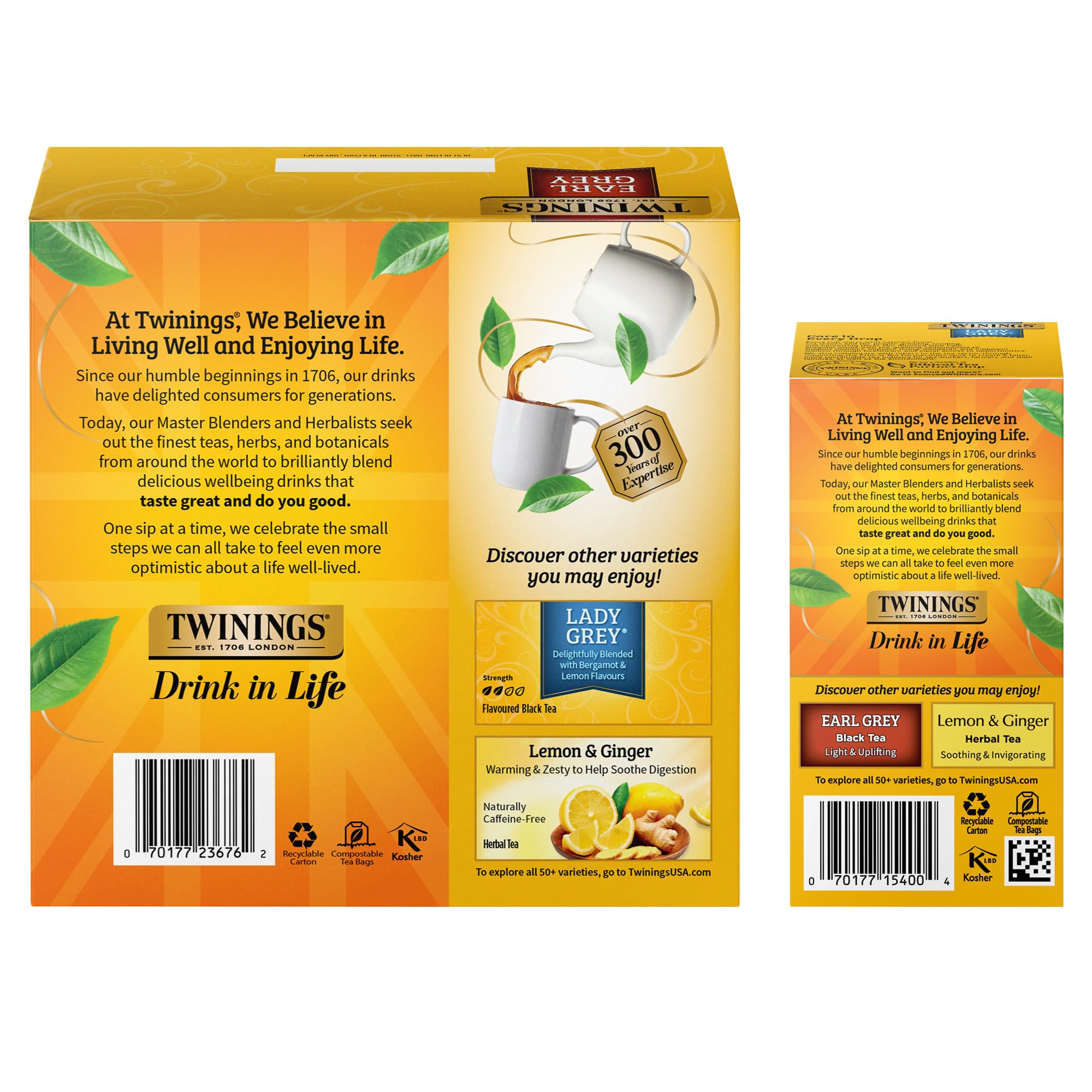 Twinings Lady Grey Black Tea Bags (20 Count, Pack of 6) & Earl Grey Tea Bags (100 Count) - Premium English Tea Blends for Afternoon Tea, Office Break or Relaxing at Home