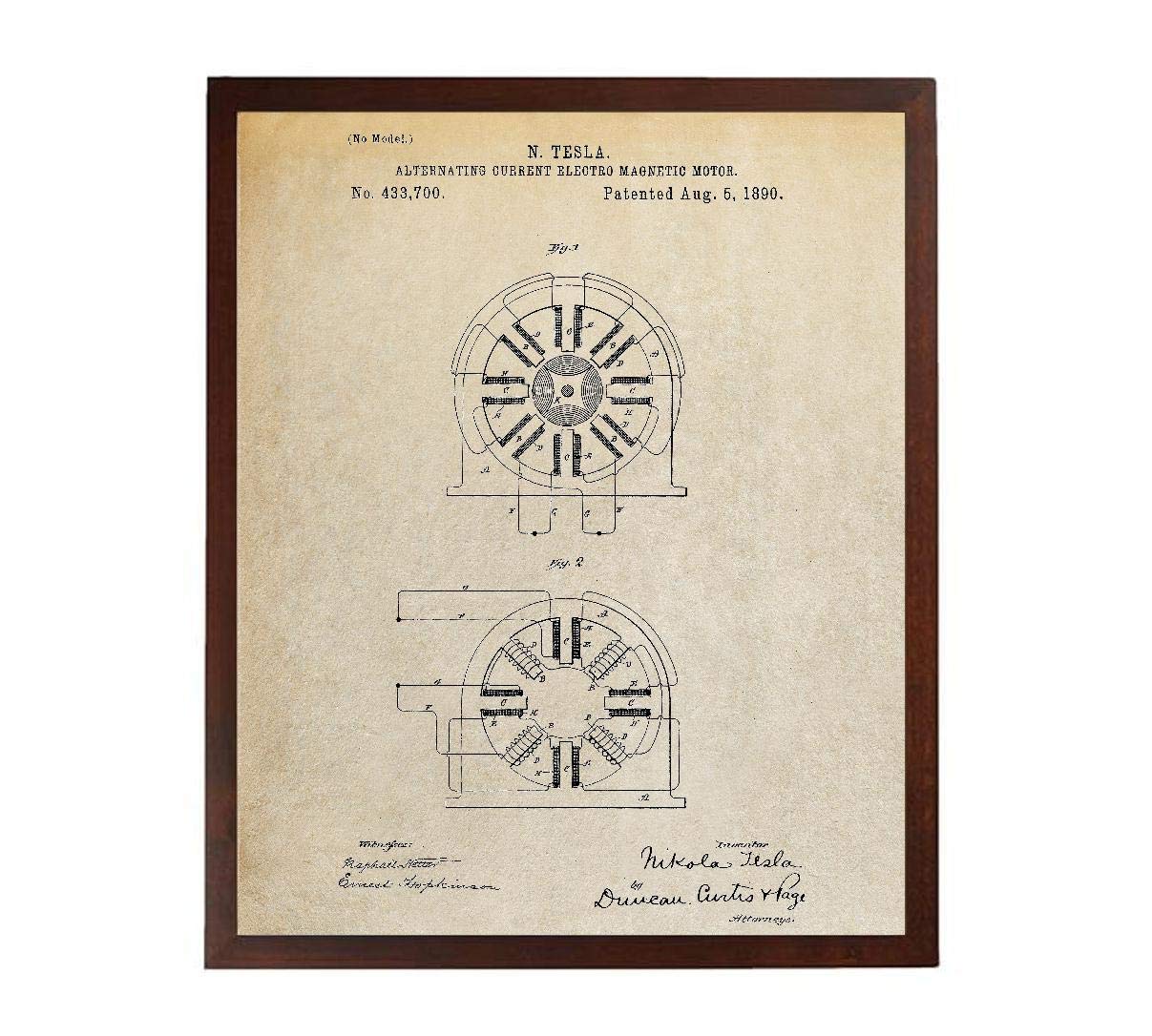 Tesla Coil Patent Poster - Vintage Nikola Tesla Technology Art Print - AC Magnetic Motor Blueprint - Tesla Patent TDP333 - Perfect for Science Classroom Decor & Engineer Gifts