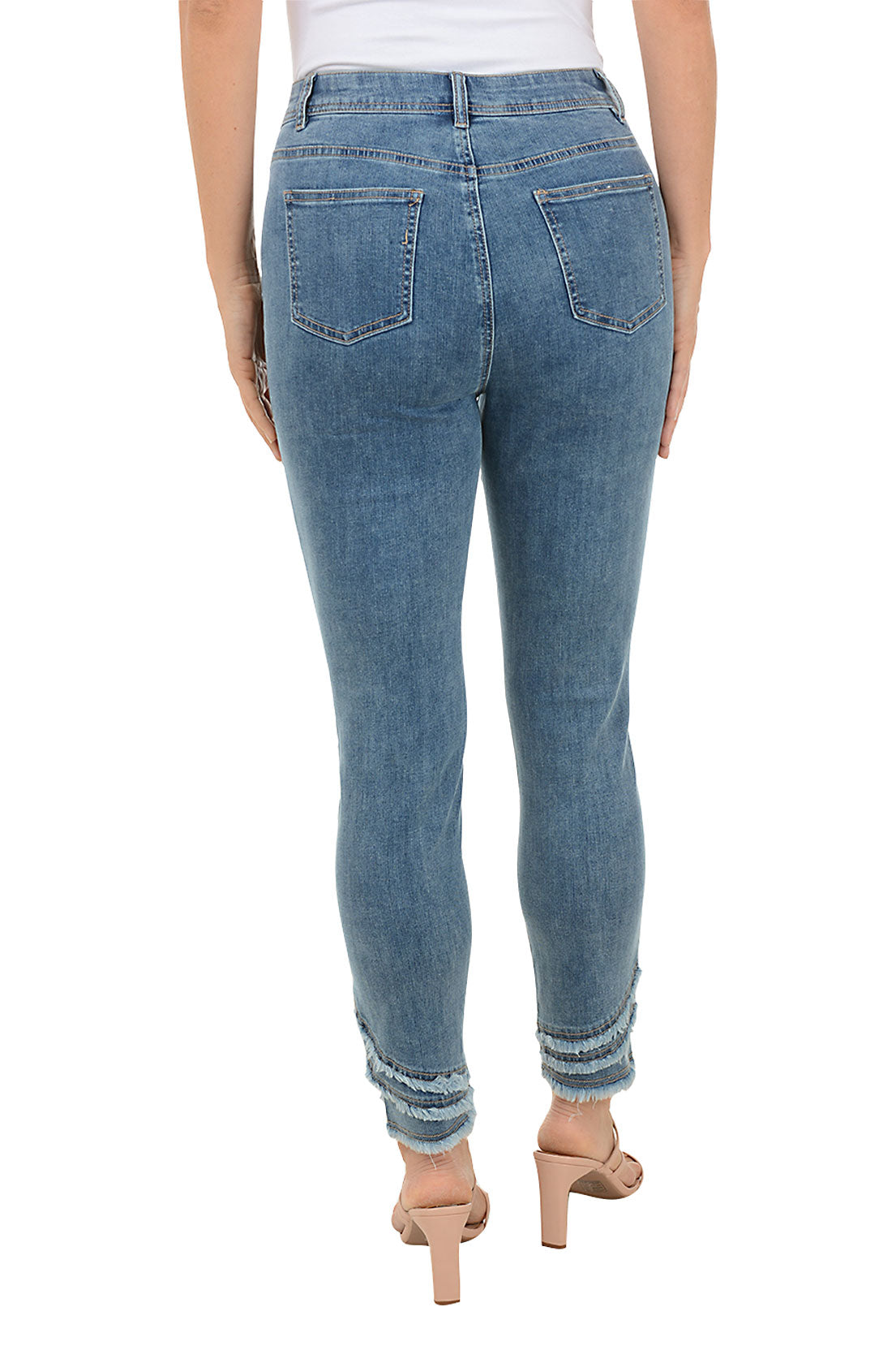 Stylish Frayed Curved Hem Denim Ankle Pants for Women - Trendy Distressed Jeans for Casual Outfits & Streetwear Fashion