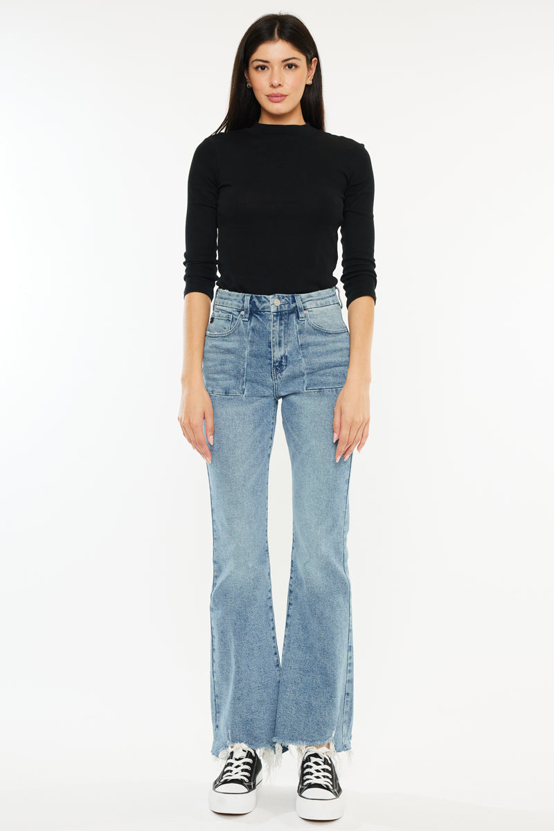 Hawthorne High Rise Flare Jeans for Women - Petite Fit, Comfortable Stretch Denim Pants for Casual Wear & Everyday Outfits