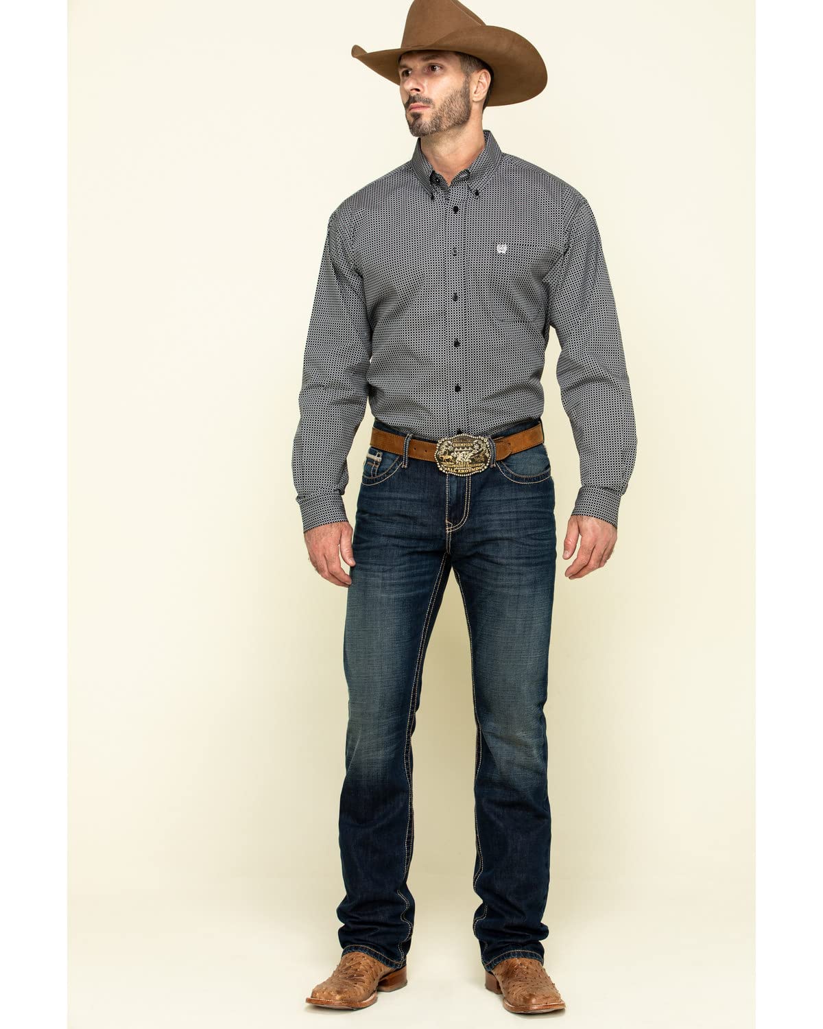 Cinch Men's June Ian Western Shirt - Classic Plaid Button-Up for Cowboy & Casual Wear - Perfect for Rodeo, Ranch Work & Everyday Outfits