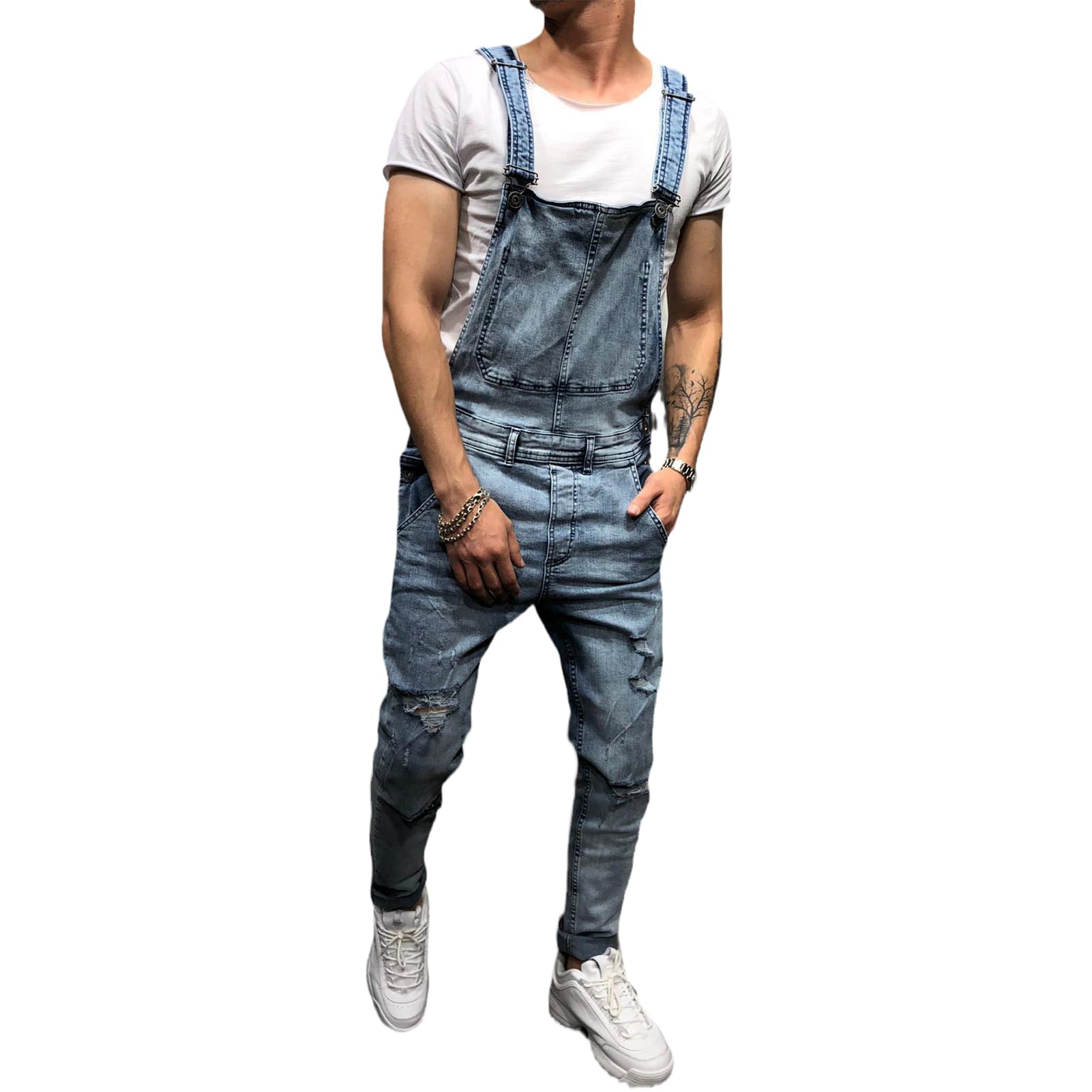 **MORISTE Men's Slim Fit Denim Overalls - Bib Jumpsuit for Work & Casual Wear - Durable Denim Strap Pants for Youth & Adults - Perfect for Workwear, Farming, DIY Projects & Outdoor Activities**