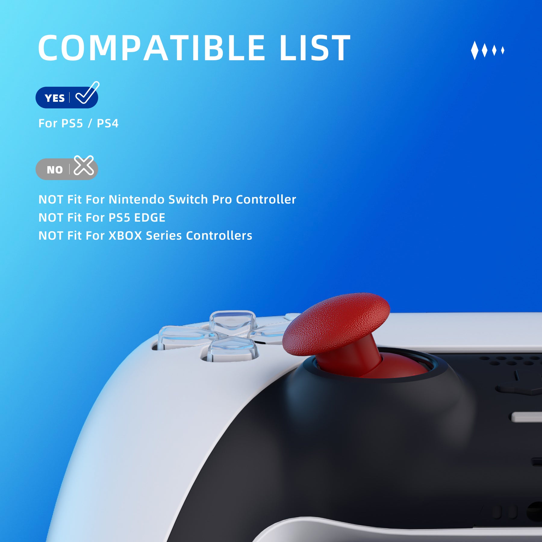 eXtremeRate EDGE Swappable Thumbsticks for PS5 Controller - Carmine Red Replacement Analog Joysticks Compatible with PS5 & PS4 Controllers (P5J205) | Perfect for Gaming, Customization & Controller Repair
