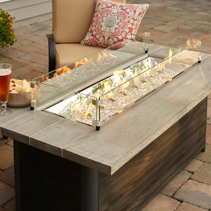 Outdoor Fire Table - Cedar Ridge Fire Pit Table with Lava Rocks & Cover - Perfect for Patio, Backyard, Deck & Garden Gatherings