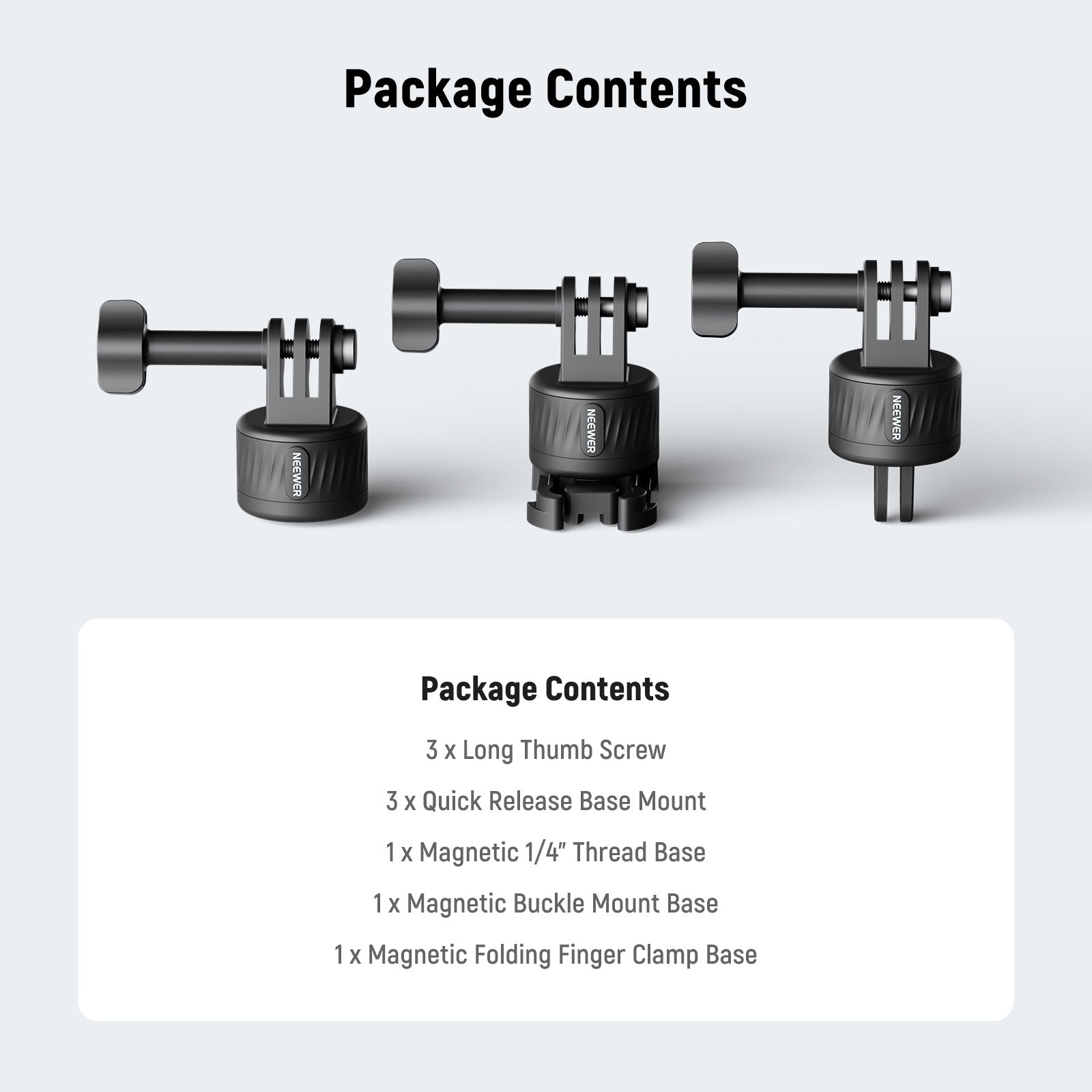 NEEWER GP 21 Magnetic Quick Release Tripod Mount Adapter Set for GoPro Hero 11/10/9/8/7/6/5 - Secure & Easy Camera Mounting for Vlogging, Travel & Action Shots