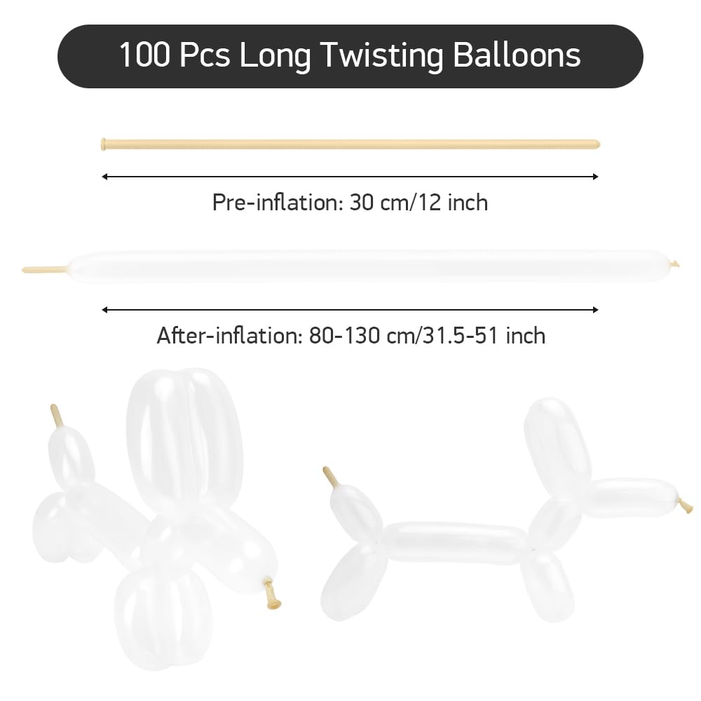 Clear 260 Balloons - 100pcs Transparent Qualatex Latex Balloons for Balloon Arches, Animal Balloons, Party Decorations - Perfect for Birthday, Christmas, Back to School & Kids Party Decor
