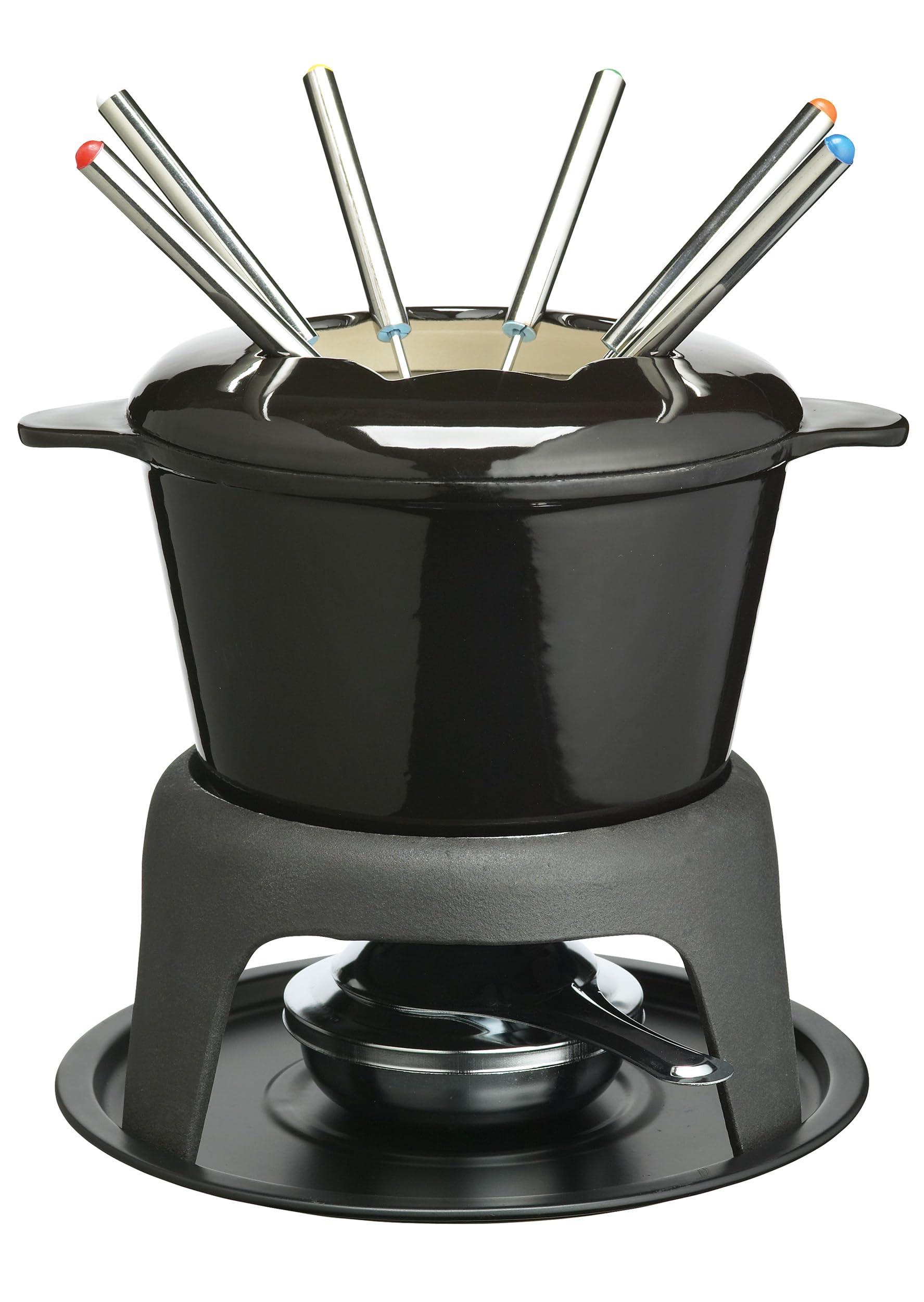 Premium Cast Iron Fondue Set for Chocolate, Cheese & Meat – 21 x 18 cm Black – Perfect for Romantic Dinners, Parties & Family Gatherings
