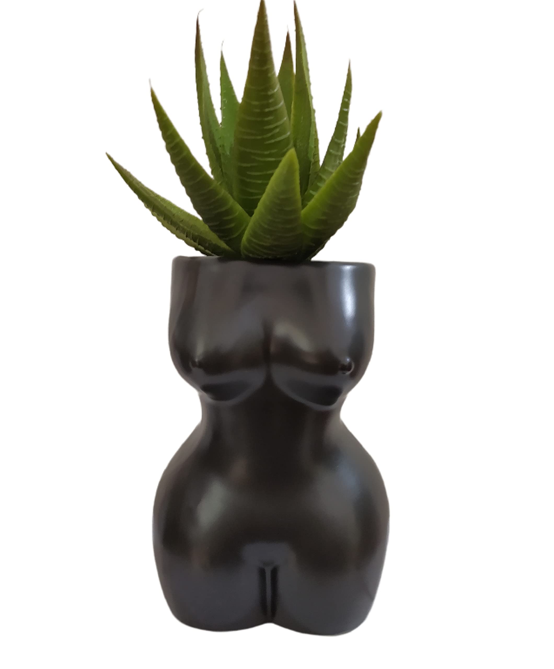 Stylish Ceramic Succulent Planter - Modern Body Shaped Cactus & Air Plant Pot for Home Decor, Office Desk, or Gift (Black, Plant Not Included) - Perfect for Living Room, Bedroom, and Wedding Centerpieces