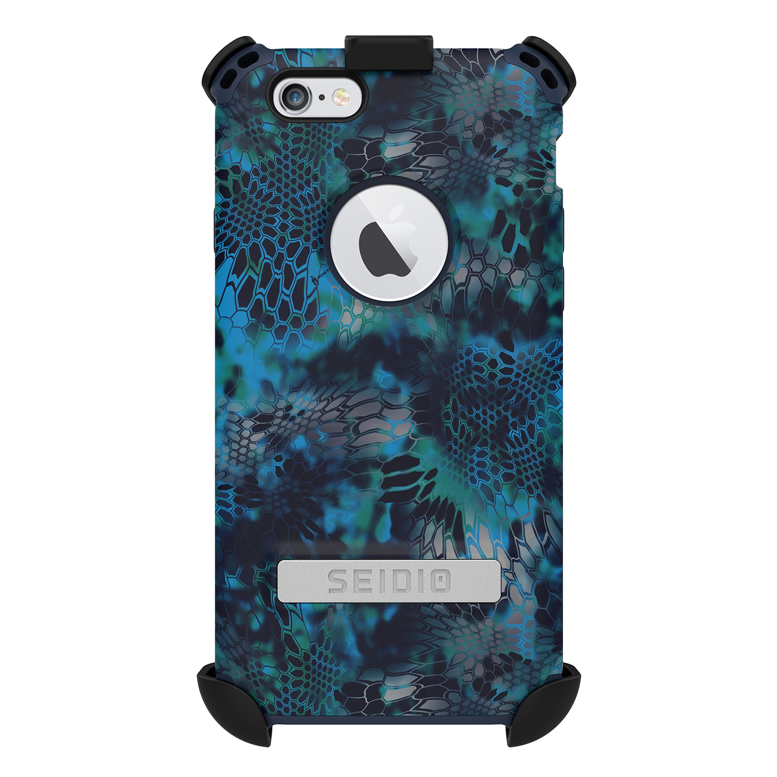 Seidio Dilex Rugged Case with Metal Kickstand & Holster Combo for iPhone 6/6s - Kryptek Pontus Camo Design | Shockproof Protection for Outdoor, Work & Daily Use