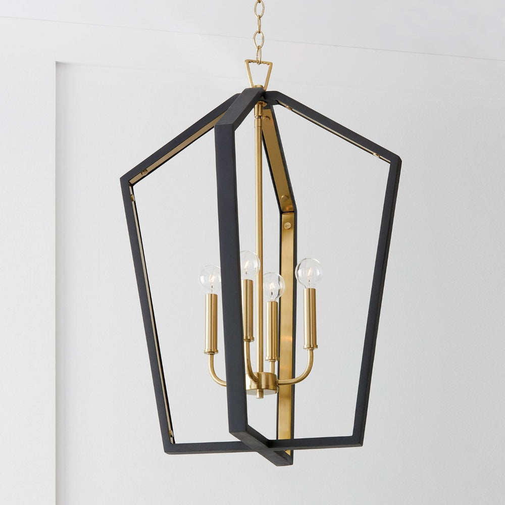 Keira 4-Light Modern Pendant Lighting Fixture - Sleek Black Metal Chandelier for Kitchen Island, Dining Room & Living Room Ceiling Decor