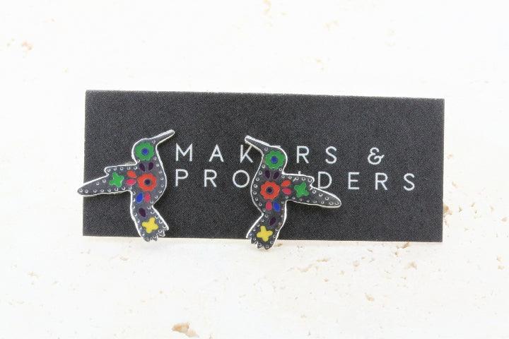 Vibrant Multi-Color Enamel Hummingbird Stud Earrings - Perfect for Boho Fashion, Summer Outfits & Gift Giving