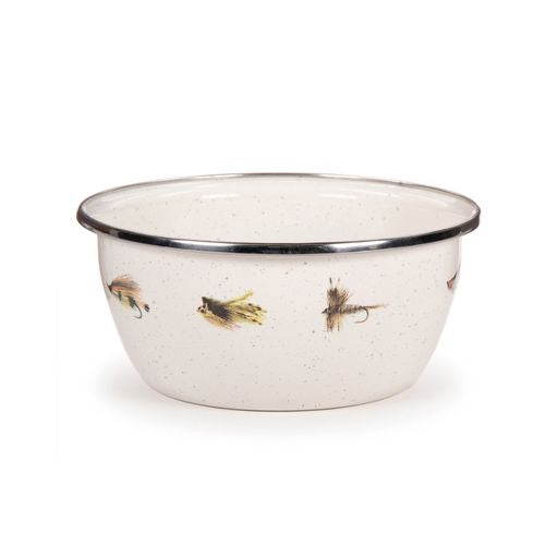 4-Piece Fly Fishing Enamelware Bowls Set for Cereal, Salad & Camping – Durable & Stylish Kitchen & Outdoor Dining Essentials
